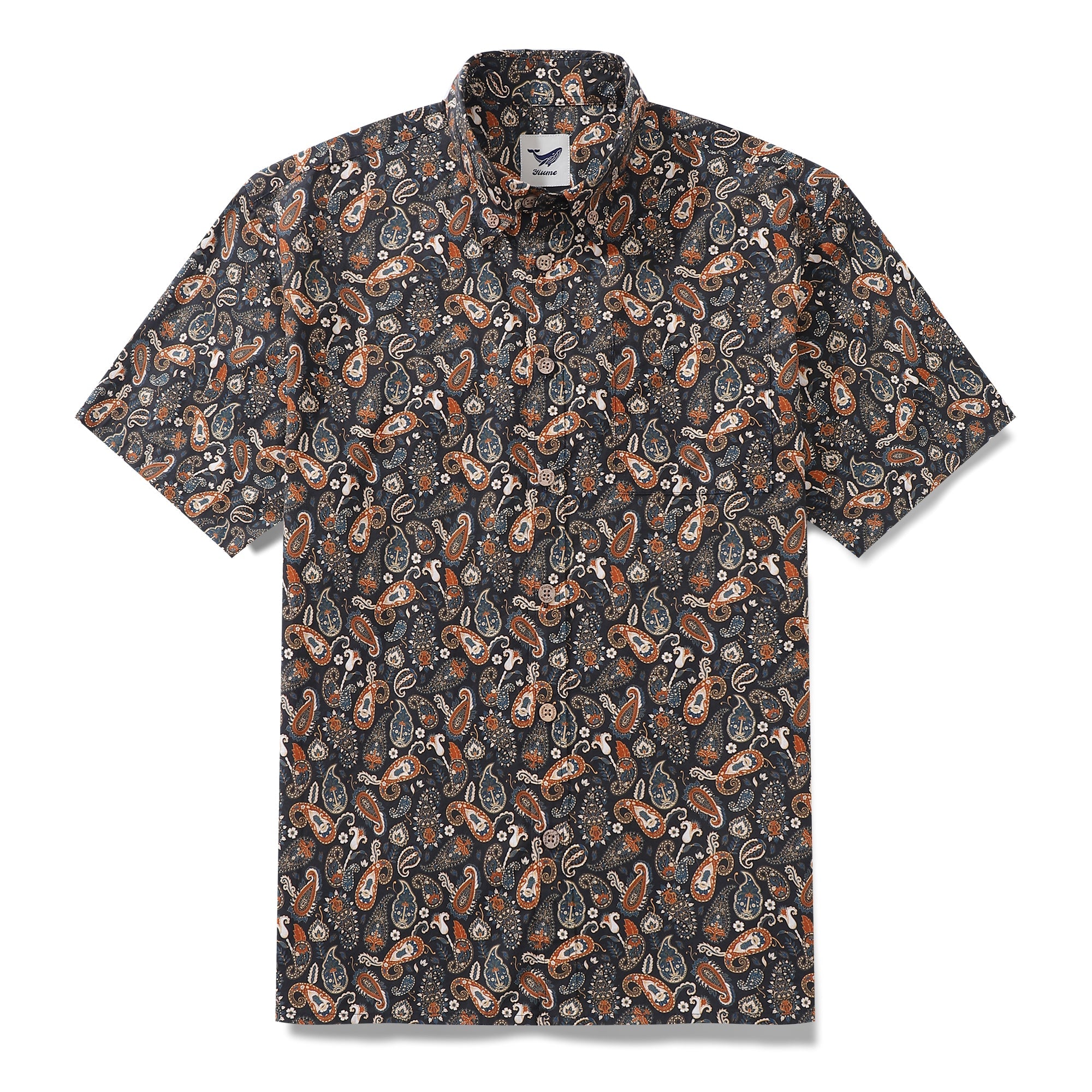 Men's Hawaiian Shirt Terracotta Dreamscape Print BY Julia Madoka Cotton Button-down Short Sleeve Aloha Shirt