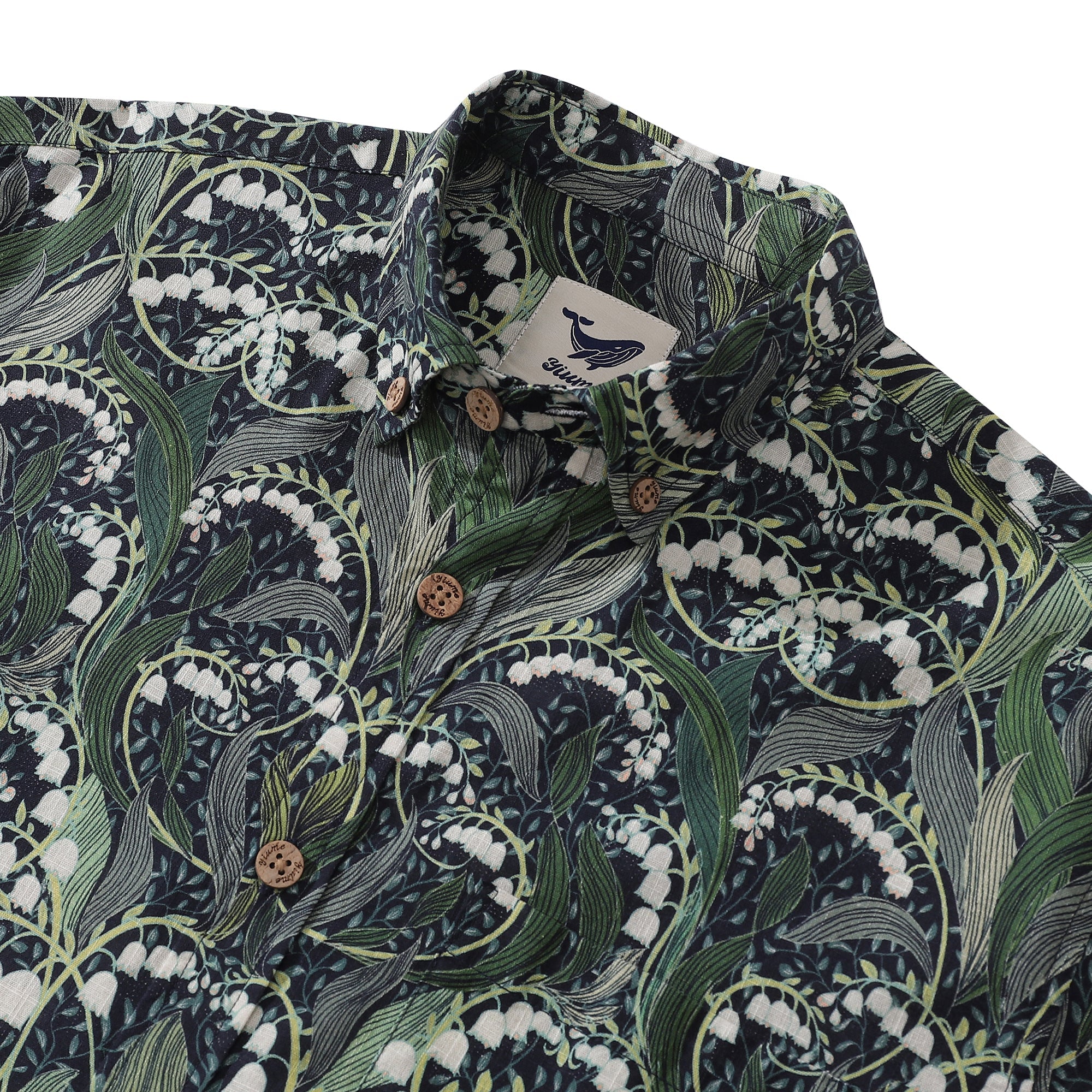 Men's Hawaiian Shirt Lily of the Valley By Annick Cotton Button-down Long Sleeve Aloha Shirt