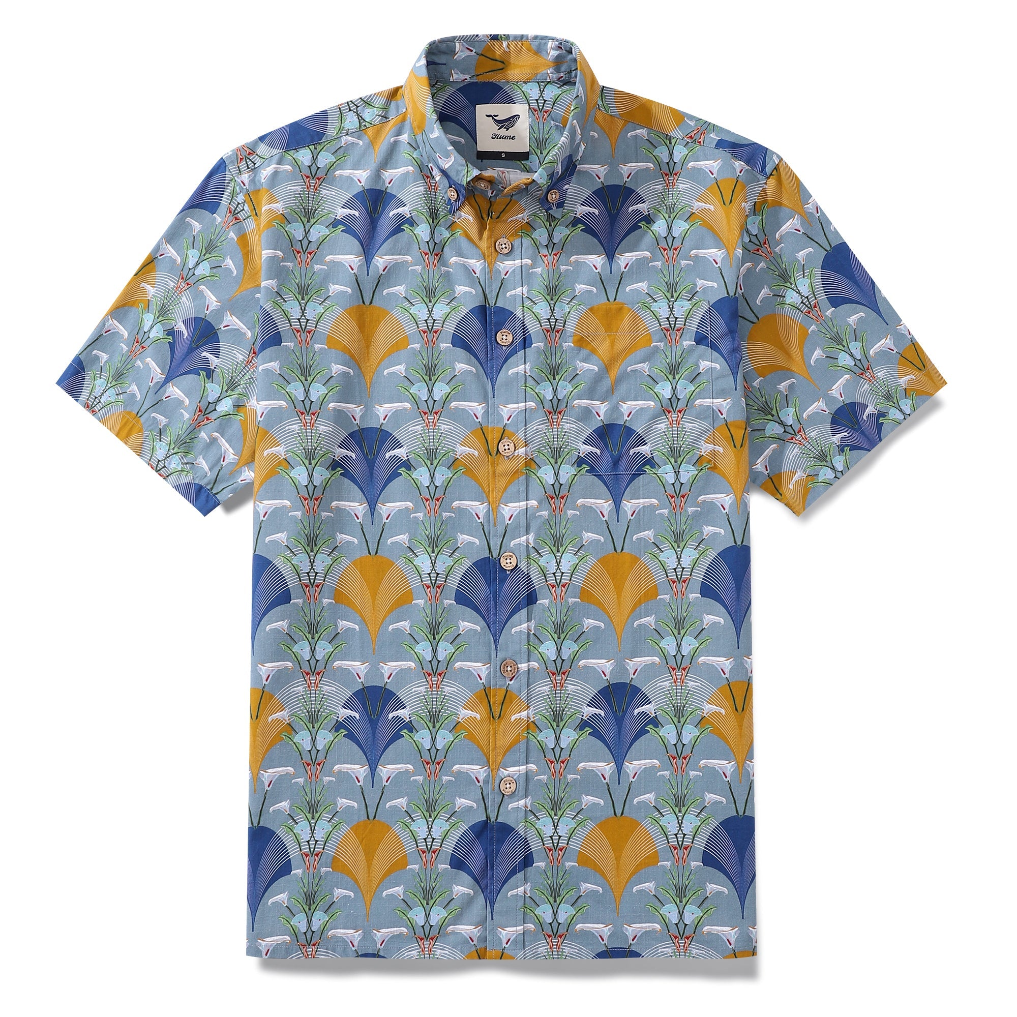 Men's Hawaiian Shirt Deco Arum Lily Delights Print By Lisette Niemand Cotton Button-down Short Sleeve Aloha Shirt