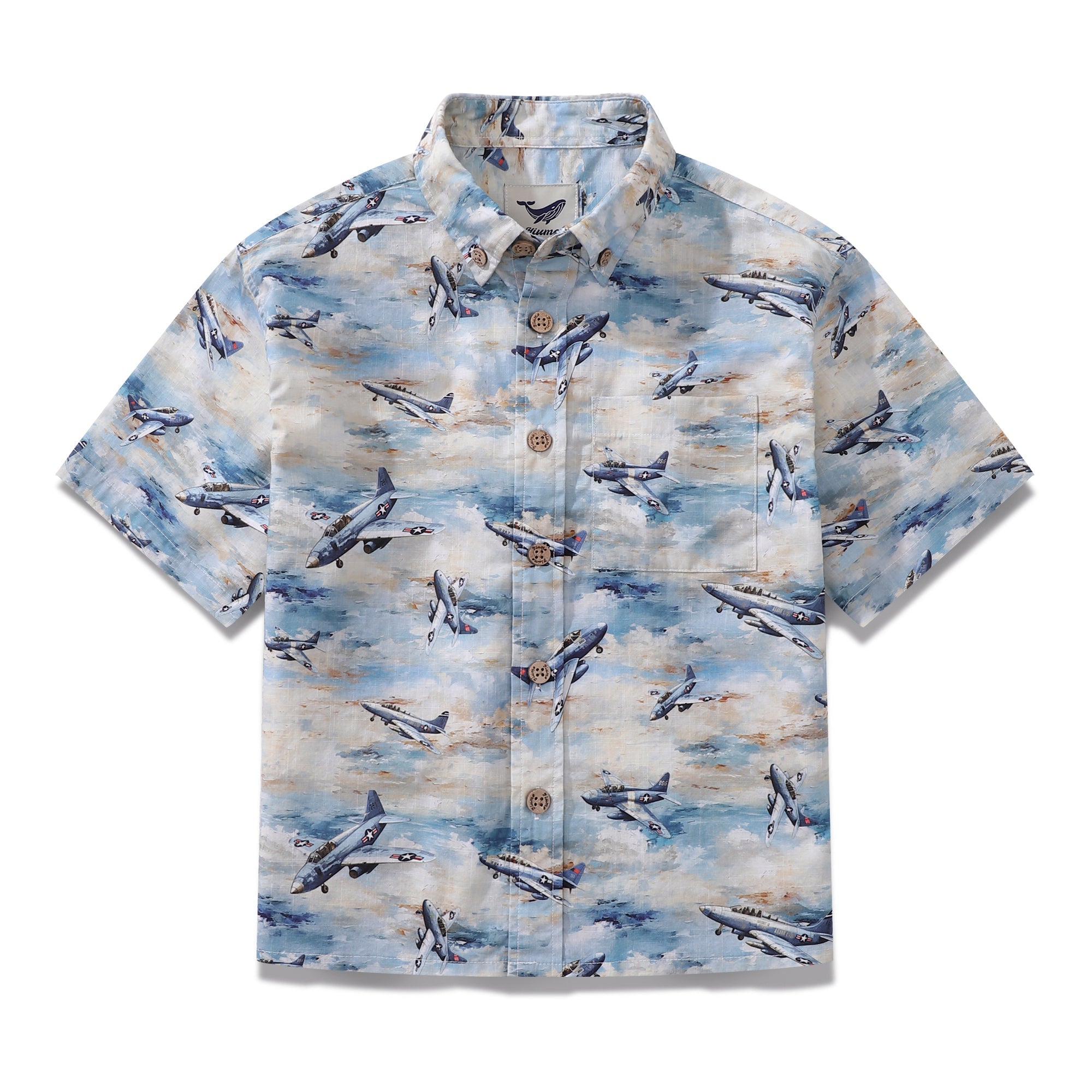 Children's Hawaiian Shirt Sky's the Limit Print Cotton Button-down Short Sleeve