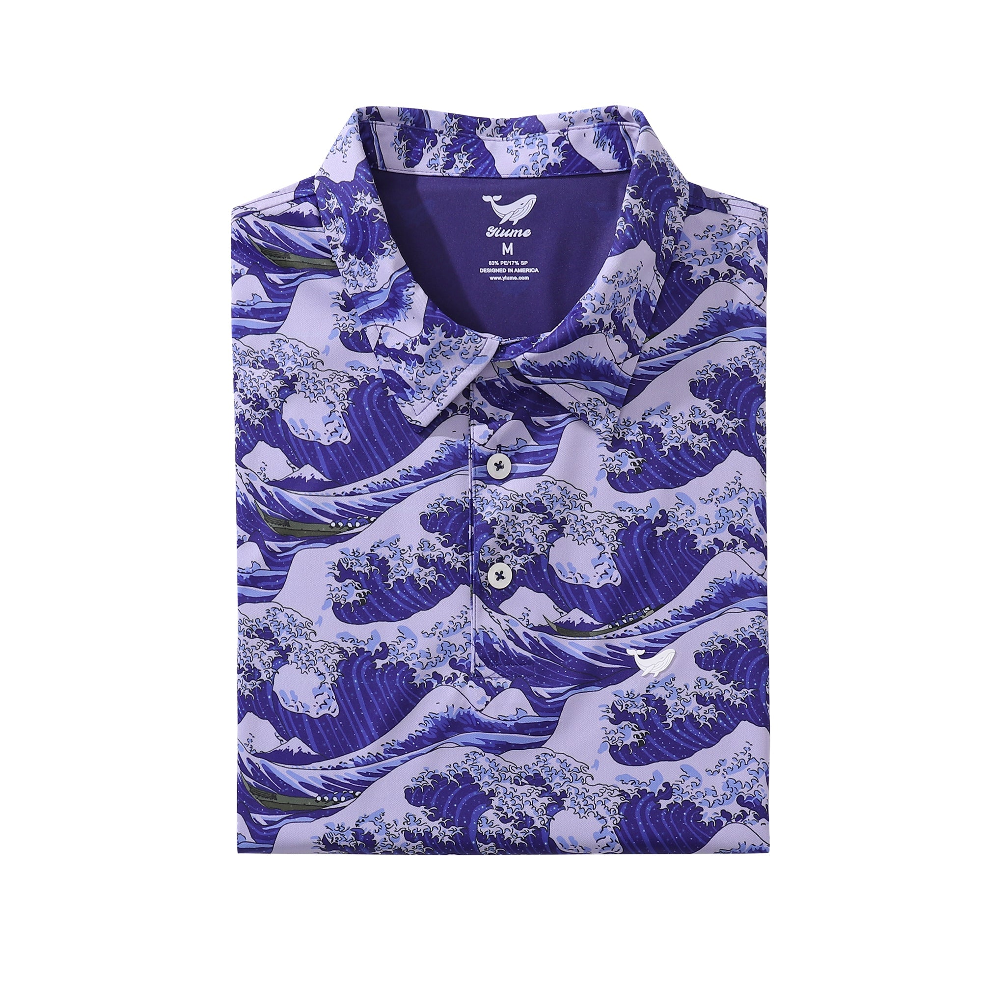 Men's Hawaiian Ocean Waves Japanese Ukiyo-e Short Sleeve Polo Shirt