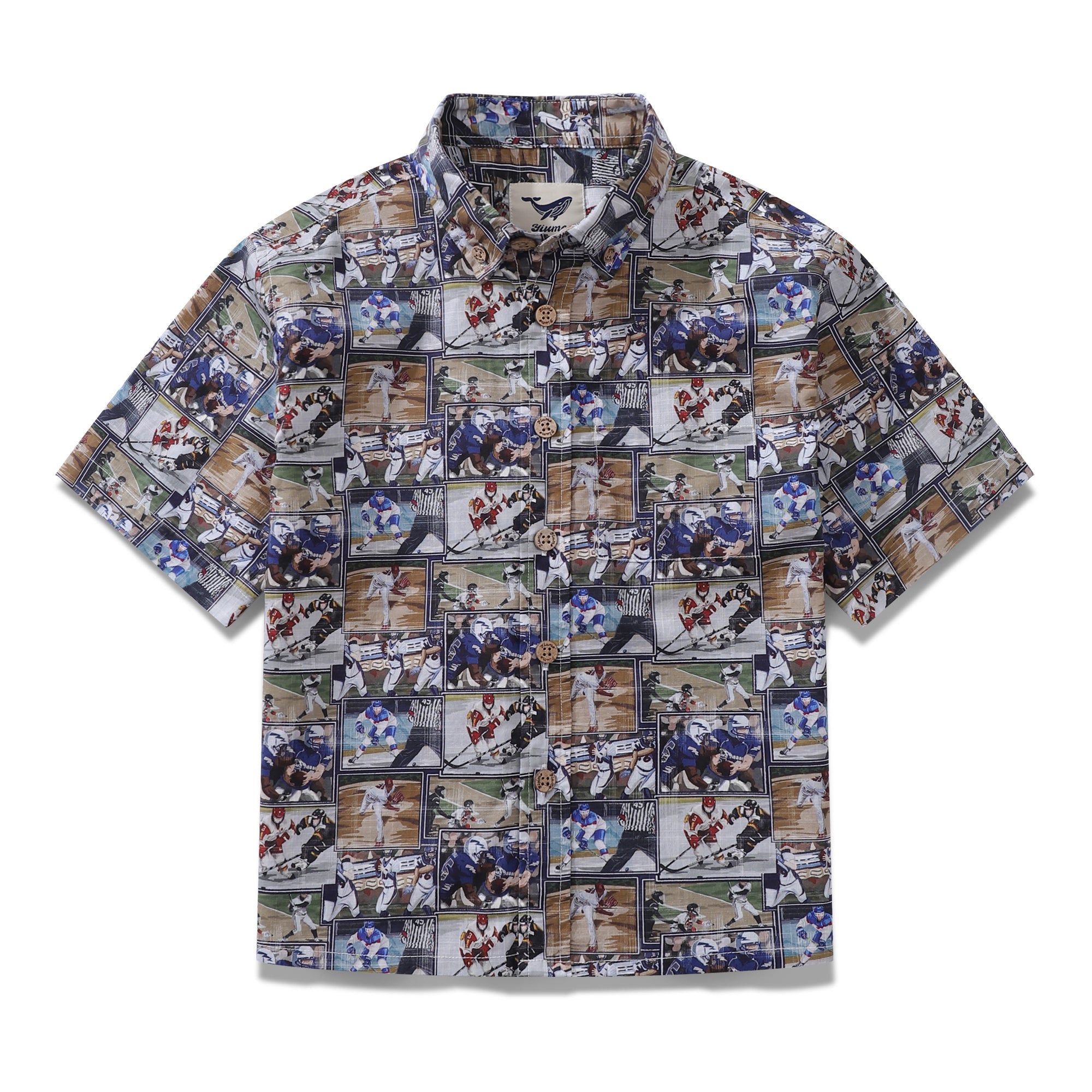 Children's Hawaiian Shirt Teamwork Wins Print Cotton Button-down Short Sleeve