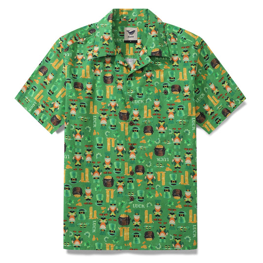 Hawaiian Shirt For Men Irish Parade By Samantha O' Malley Shirt Camp Collar 100% Cotton
