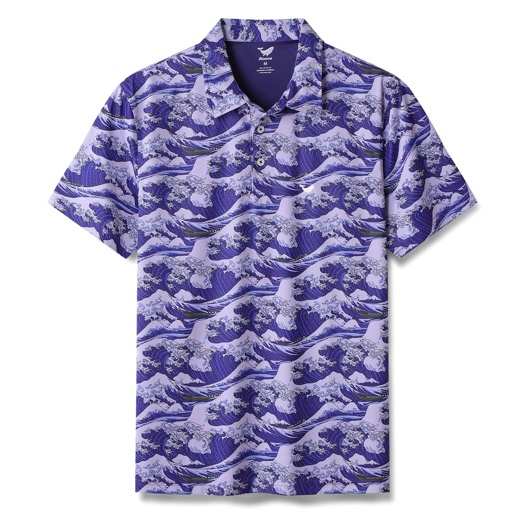 Men's Hawaiian Ocean Waves Japanese Ukiyo-e Short Sleeve Polo Shirt