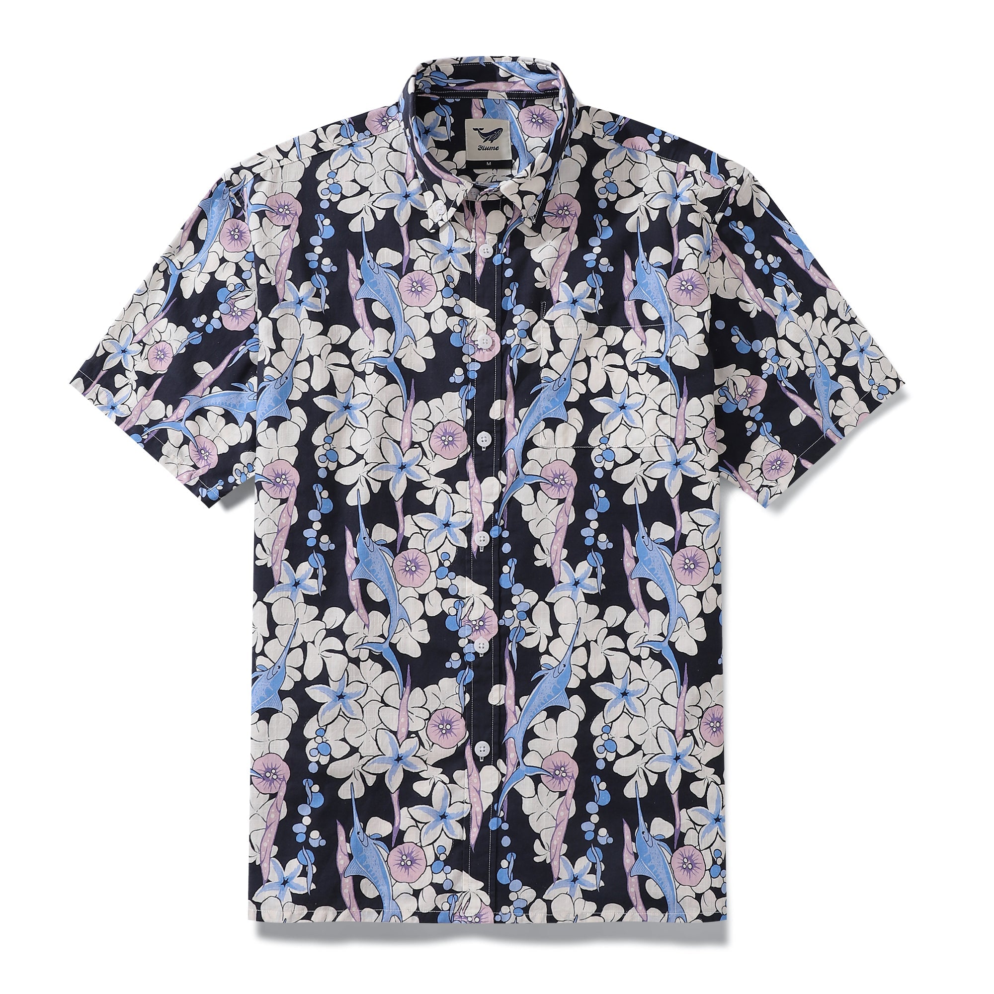 Men's Hawaiian Shirt Dance of the Tuna Print Cotton Button-down Short Sleeve Aloha Shirt