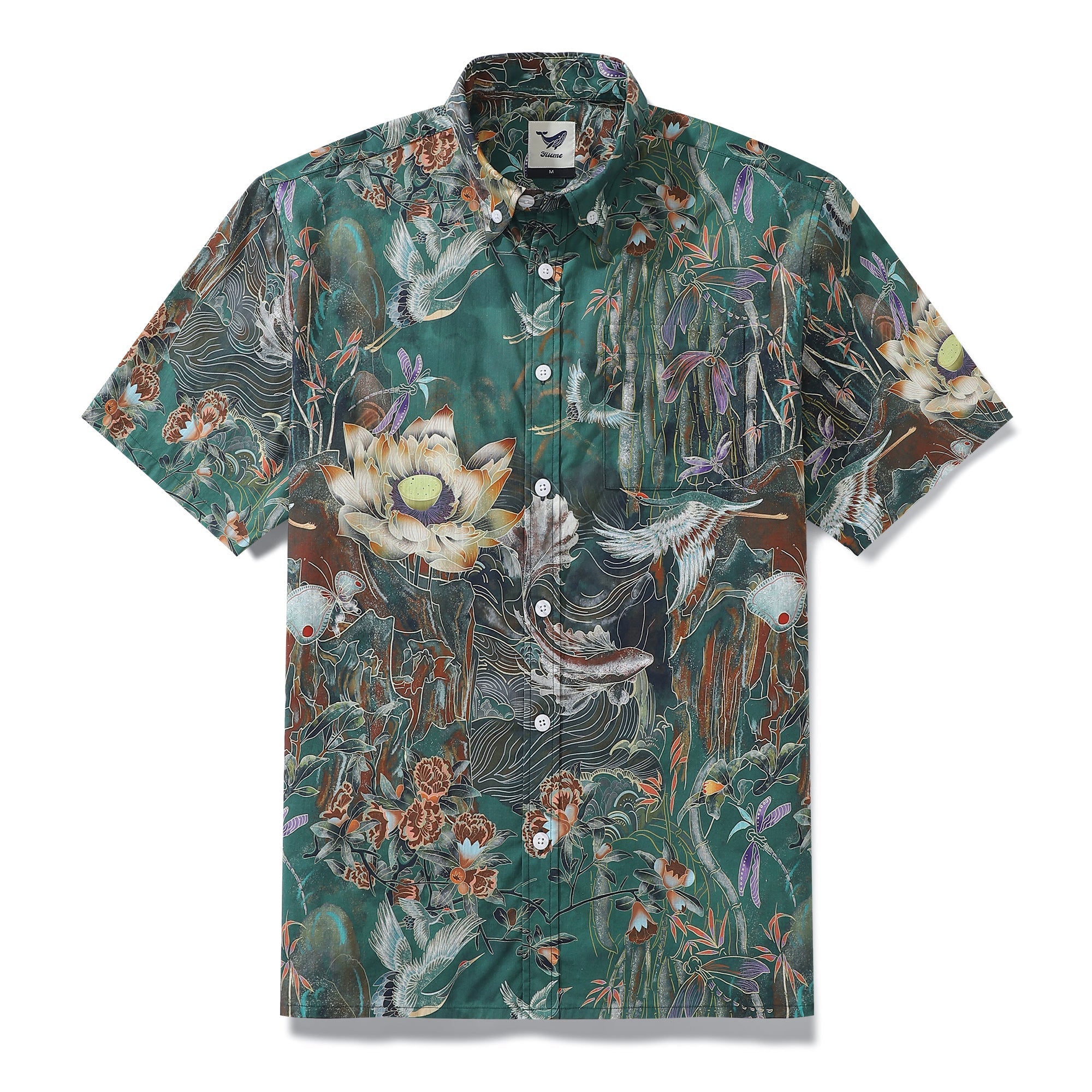 Men's Hawaiian Shirt Enchanted Lotus Tapestry Print Cotton Button-down ...