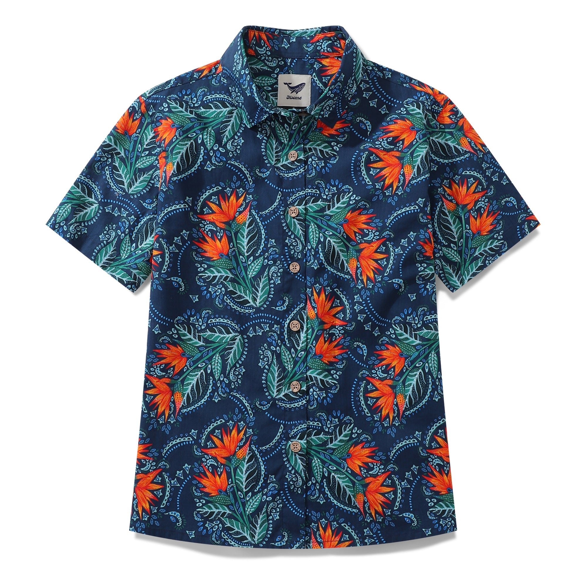 Women's Hawaiian Shirt Birds of Paradise By Fizah Malik Print Cotton Button-down Short Sleeve