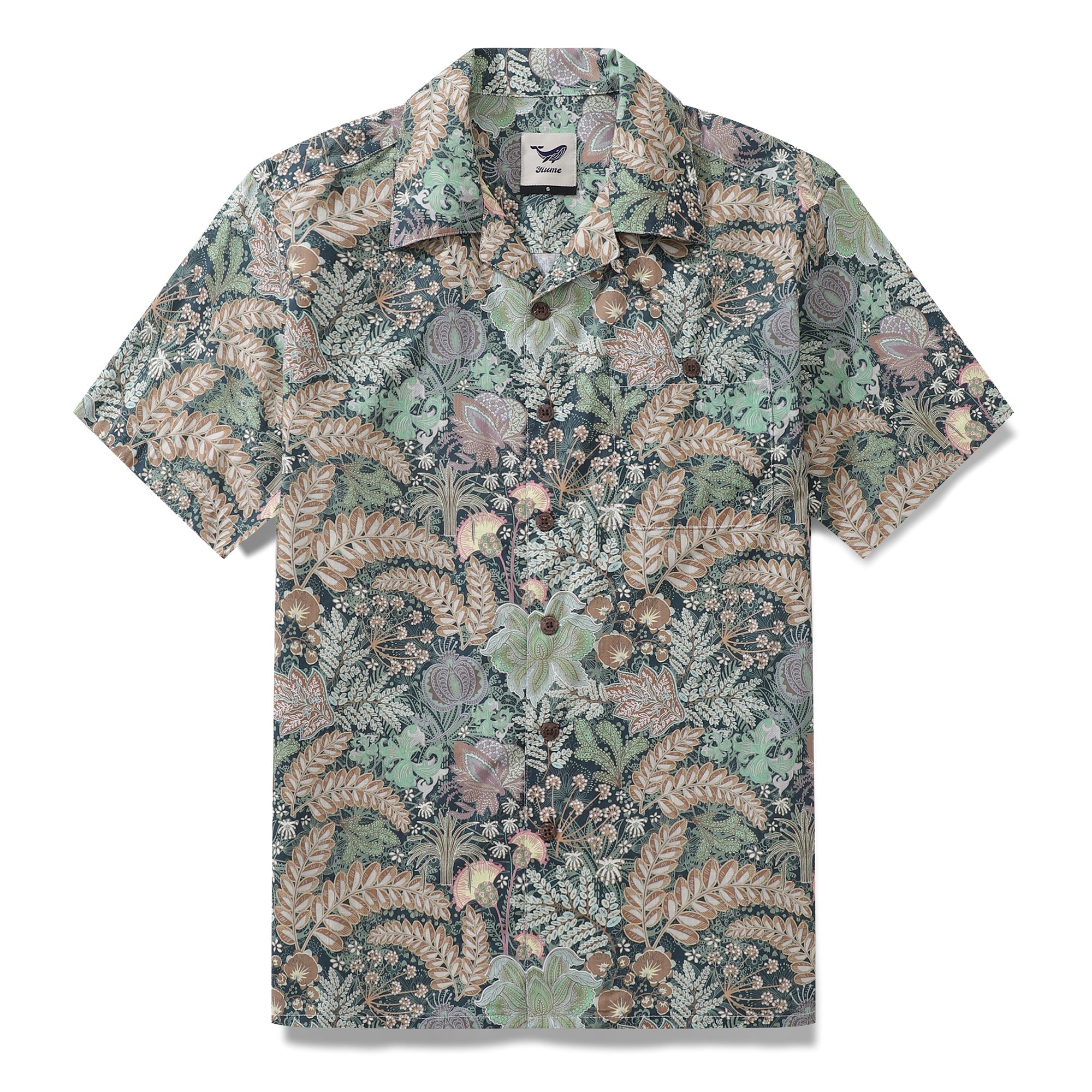 Hawaiian Shirt For Men Lush Greenery Shirt Camp Collar 100% Cotton