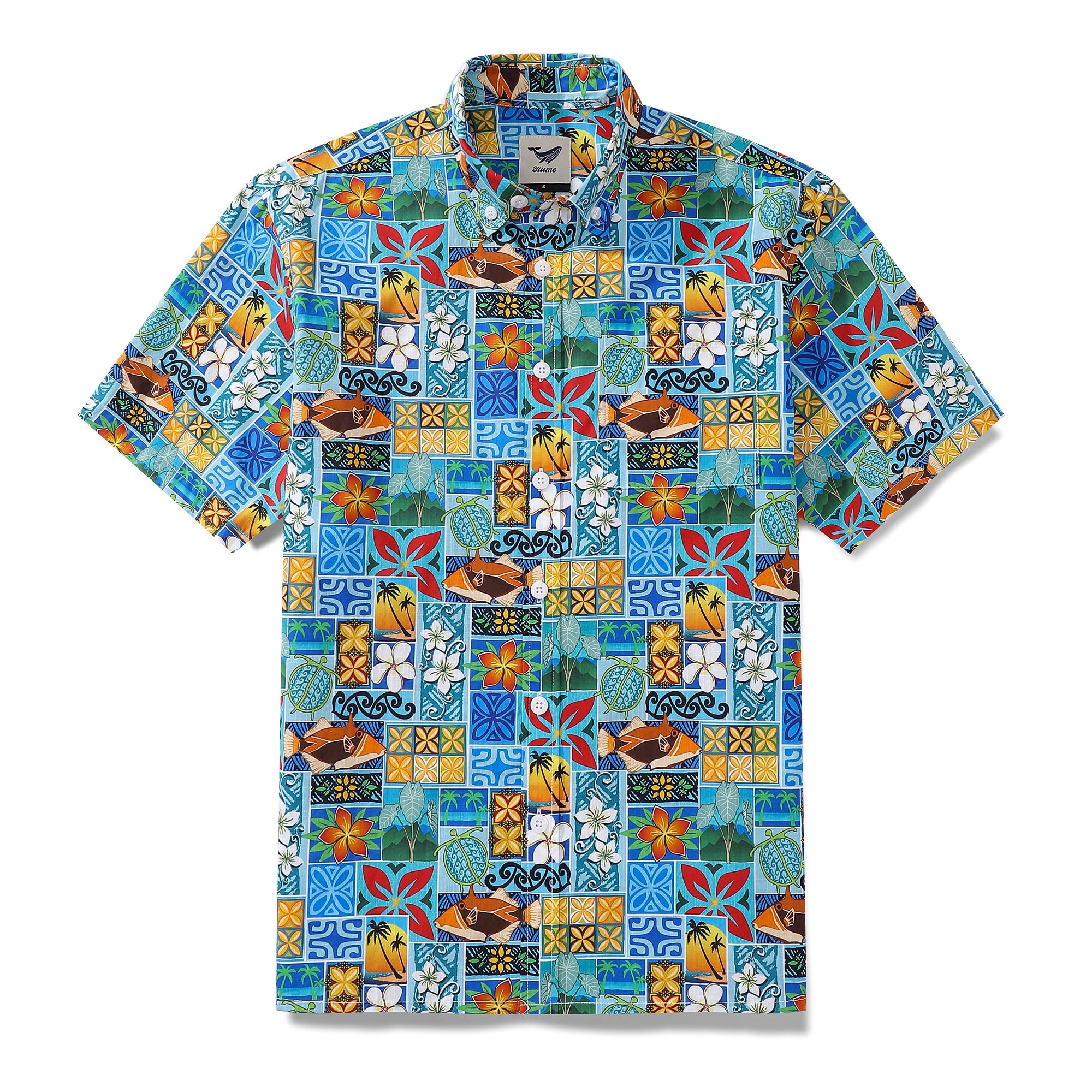 Men's Hawaiian Shirt New Hawaiian Motif Print By James Cotton Button-down Short Sleeve Aloha Shirt