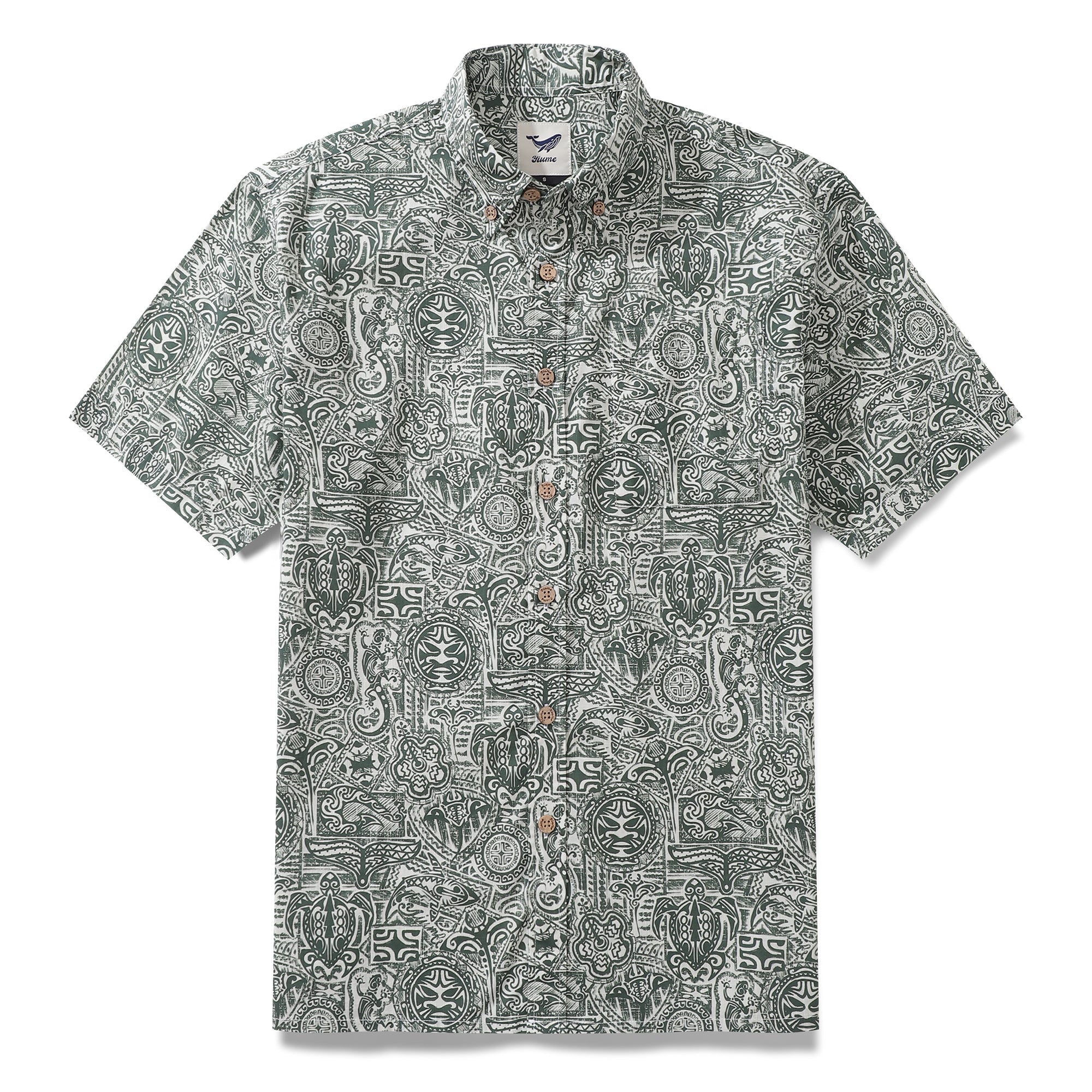 Men's Hawaiian Shirt Guardian Totem Cotton Button-down Short Sleeve Aloha Shirt