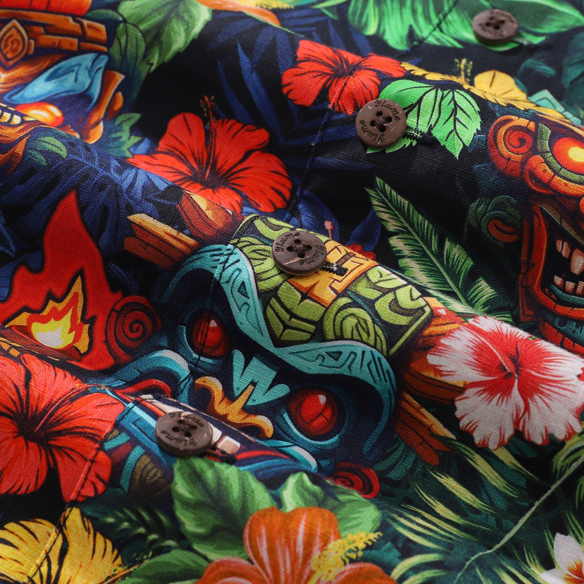 Hawaiian Shirt For Men TIKI BAR Shirt Camp Collar 100% Cotton