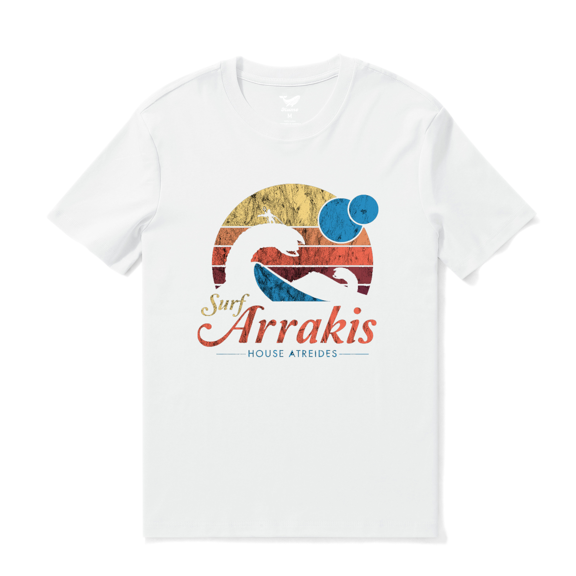 Hawaiian Tee For Men Vintage Distressed Surf Tee Crew Neck 100% Cotton - WHITE