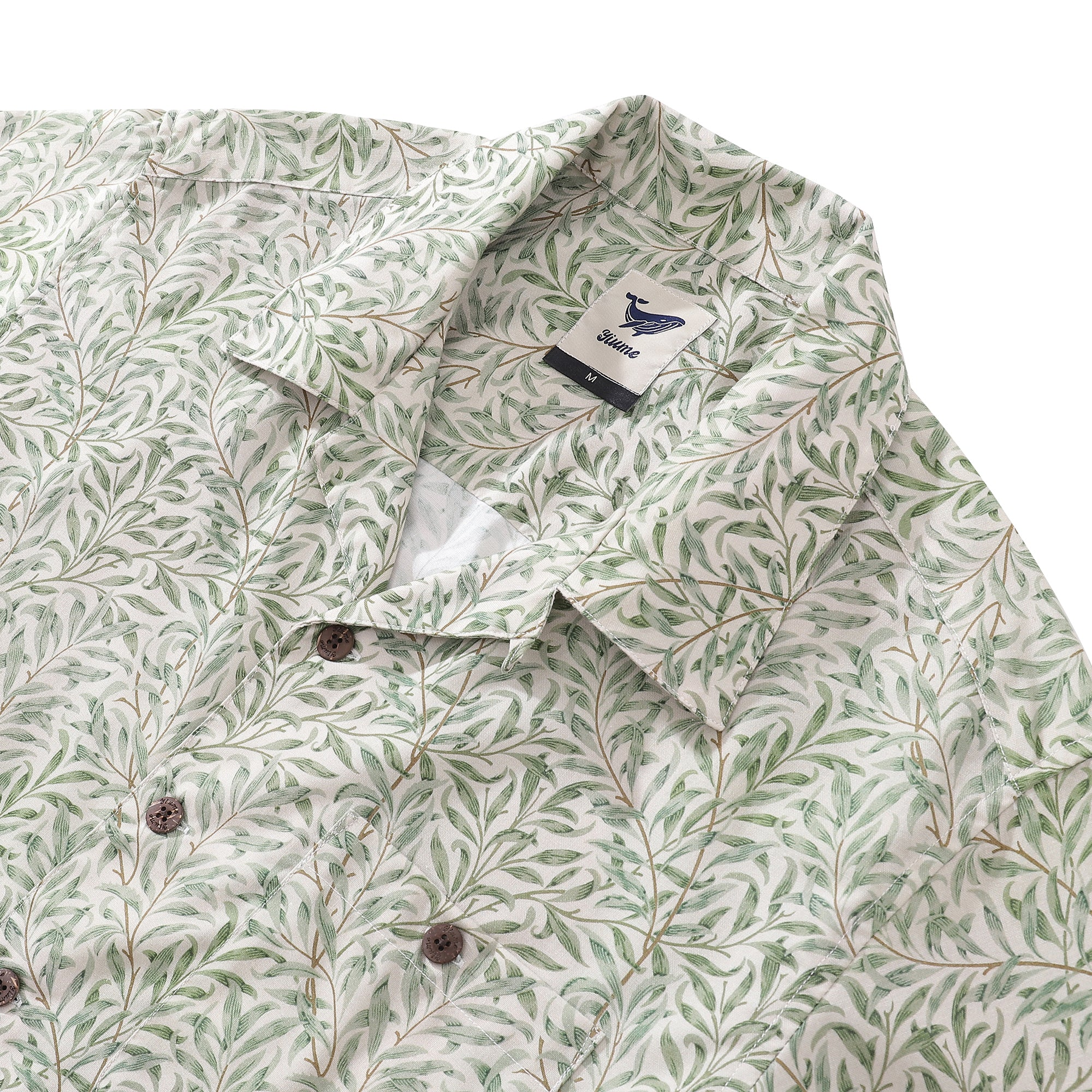 Hawaiian Shirt For Men Willow Shirt Camp Collar 100% Cotton