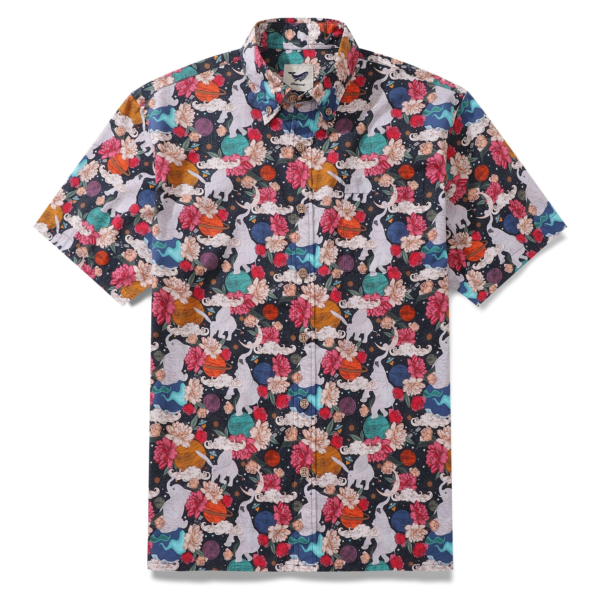 Men's Hawaiian Shirt Surrealist Space By Pallavi Chaudhary Cotton Button-down Short Sleeve Aloha Shirt