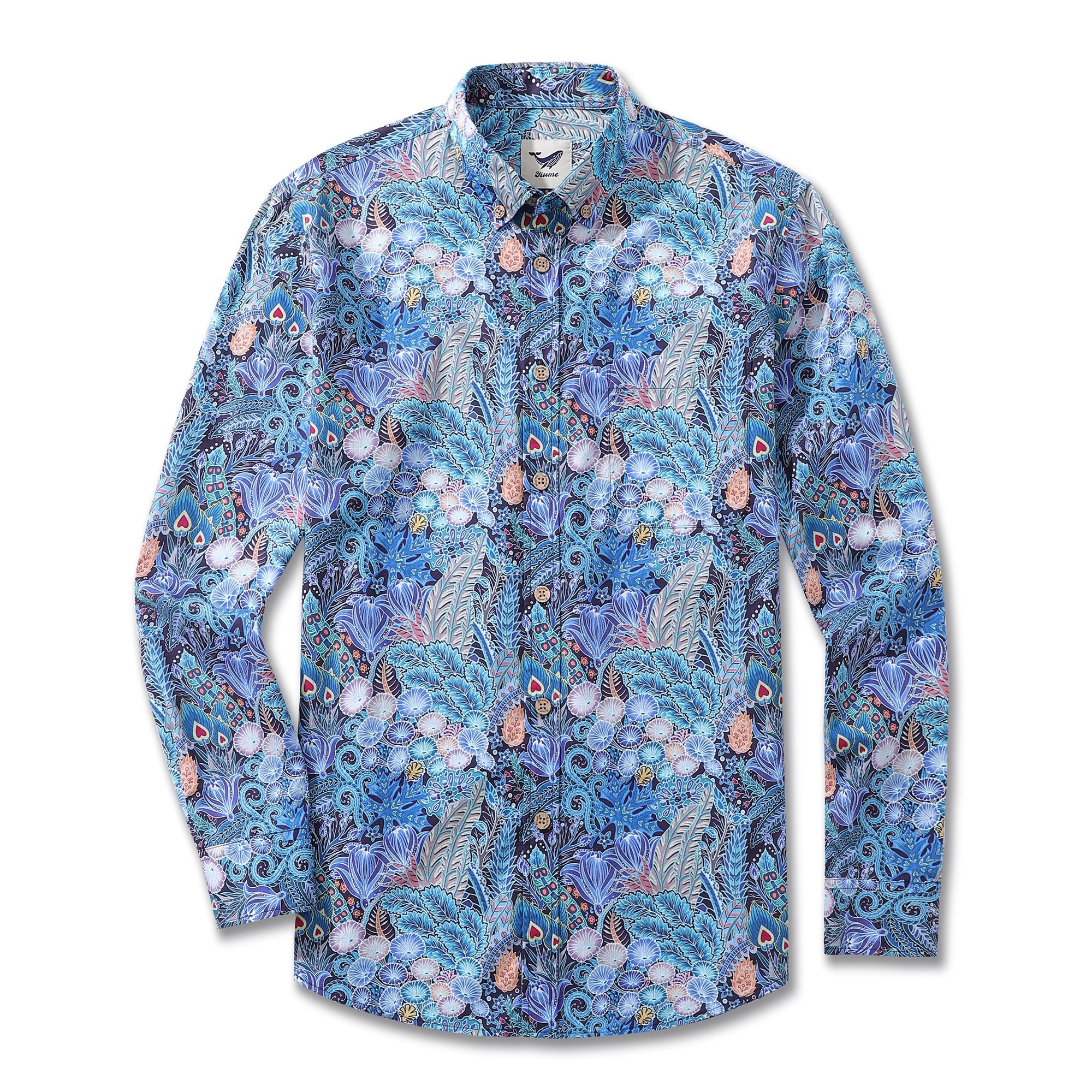 Men's Hawaiian Shirt Floral Pattern Series 2 Print Cotton Button-down Long Sleeve Aloha Shirt