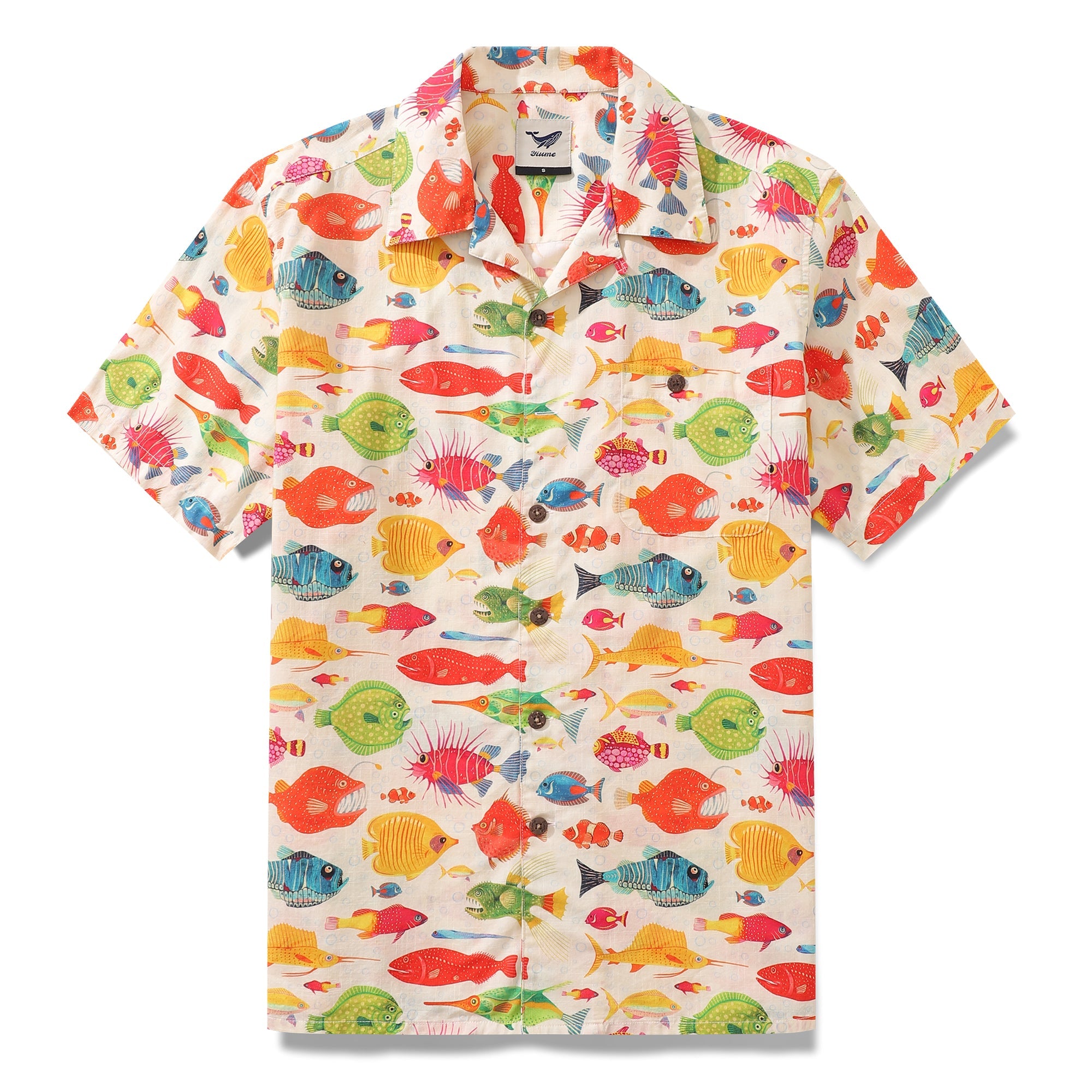 Hawaiian Shirt For Fishes By Andersson Grace Shirt Camp Collar 100% Co ...