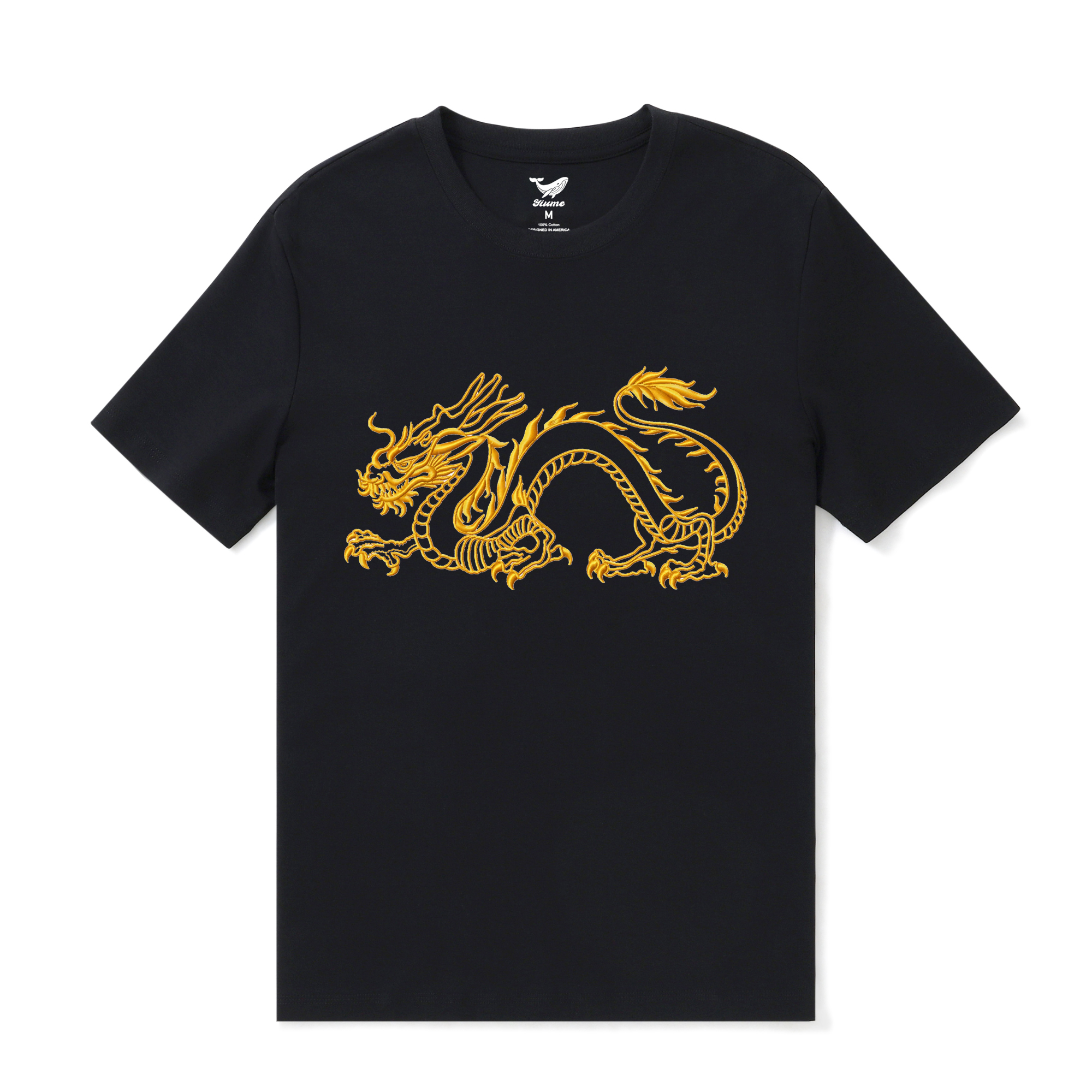 Hawaiian Tee For Men The Year of the Dragon Tee Crew Neck 100% Cotton - BLACK