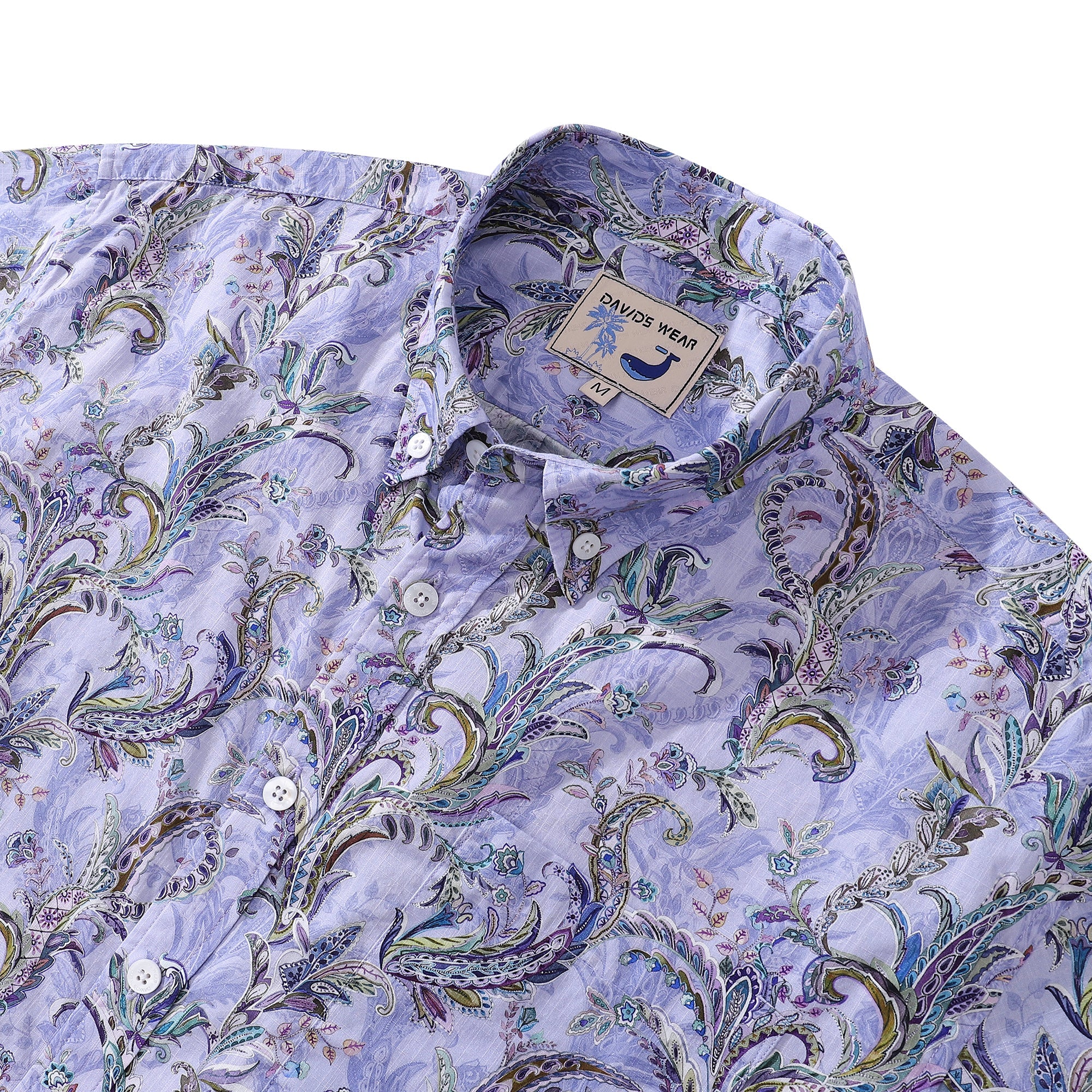 Hand Painted Paisley Print 100% Cotton Button-down Shirt