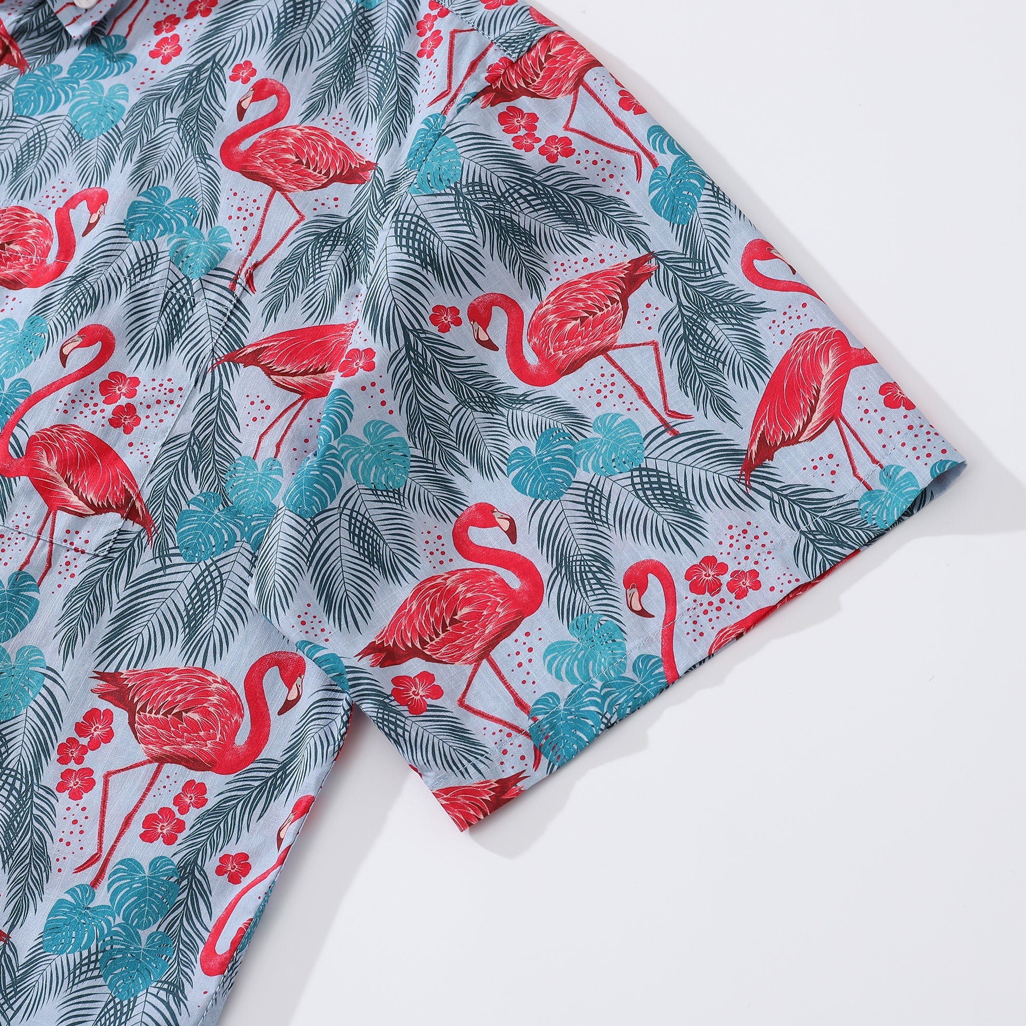 Men's Funky Hawaiian Shirt Flamingo Bay Print Designed by Maria Elena COCO Cotton Button-down