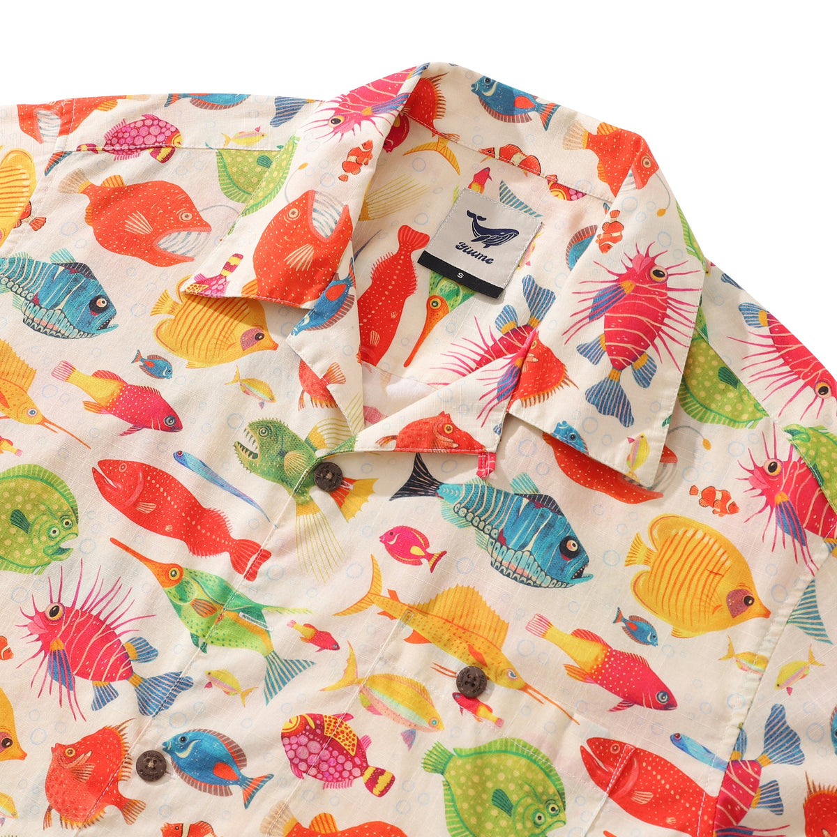 Hawaiian Shirt For Fishes By Andersson Grace Shirt Camp Collar 100% Co ...