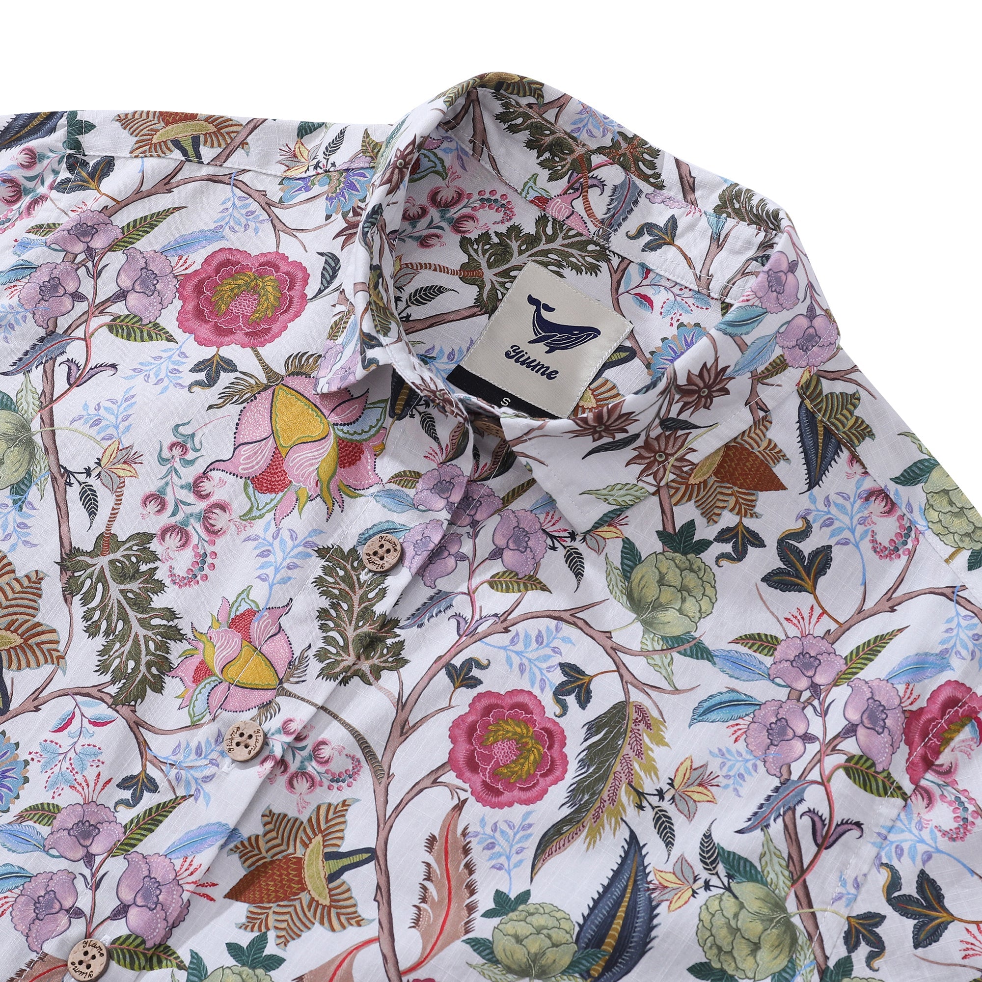 Women's Hawaiian Shirt Chintz Spring Colors Print By Christina Brimage Cotton Button-down Short Sleeve