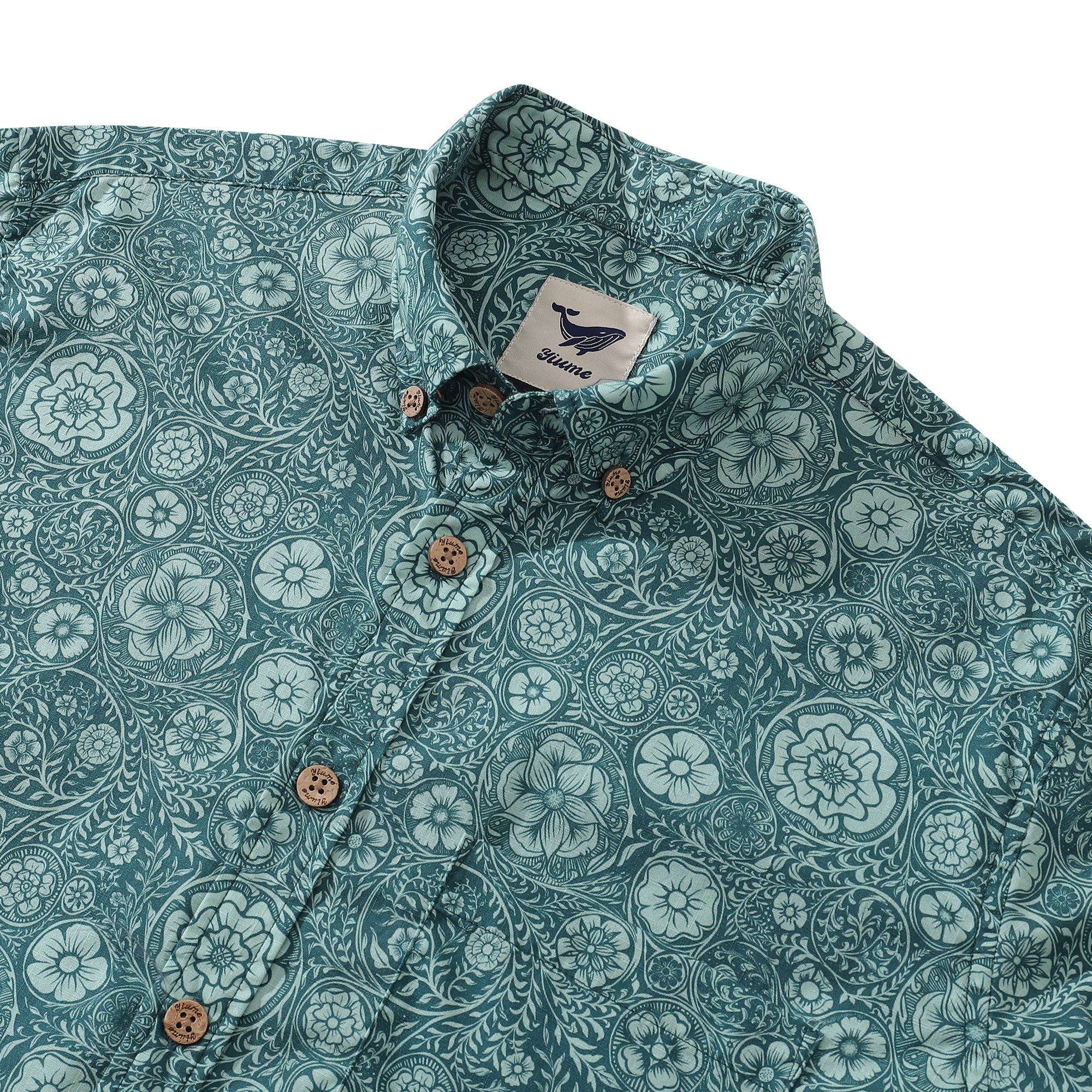 Men's Hawaiian Shirt Pen Flourish Flowers By Mairin Kareli Cotton Button-down Long Sleeve Aloha Shirt