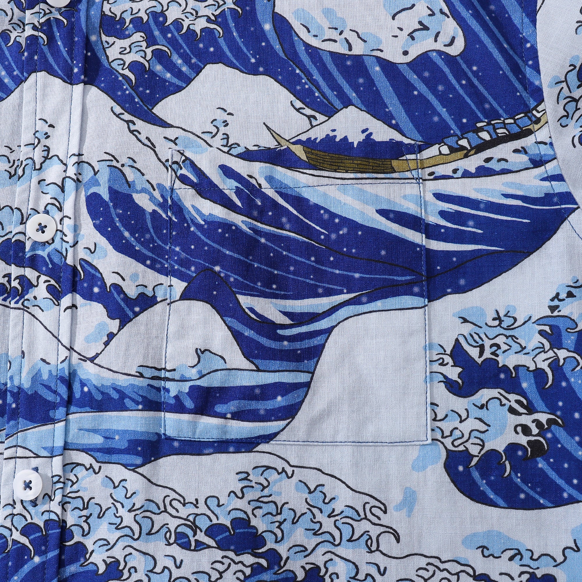 Men's Ocean Hawaiian Shirt Ocean Waves Japanese Ukiyo-e Short Sleeve Aloha Shirt