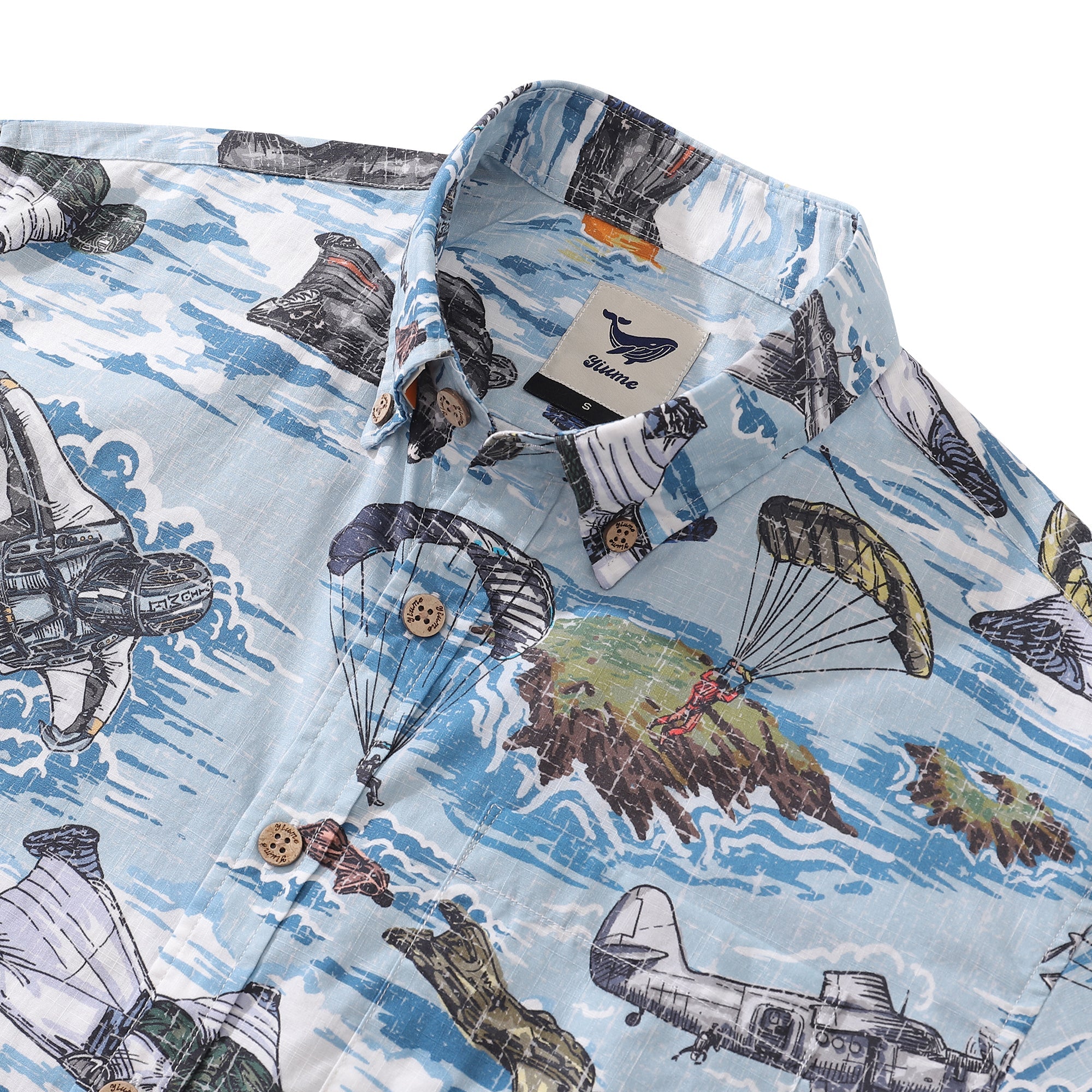 Men's Hawaiian Shirt Flight of the Falcons Cotton Button-down Short Sleeve Aloha Shirt