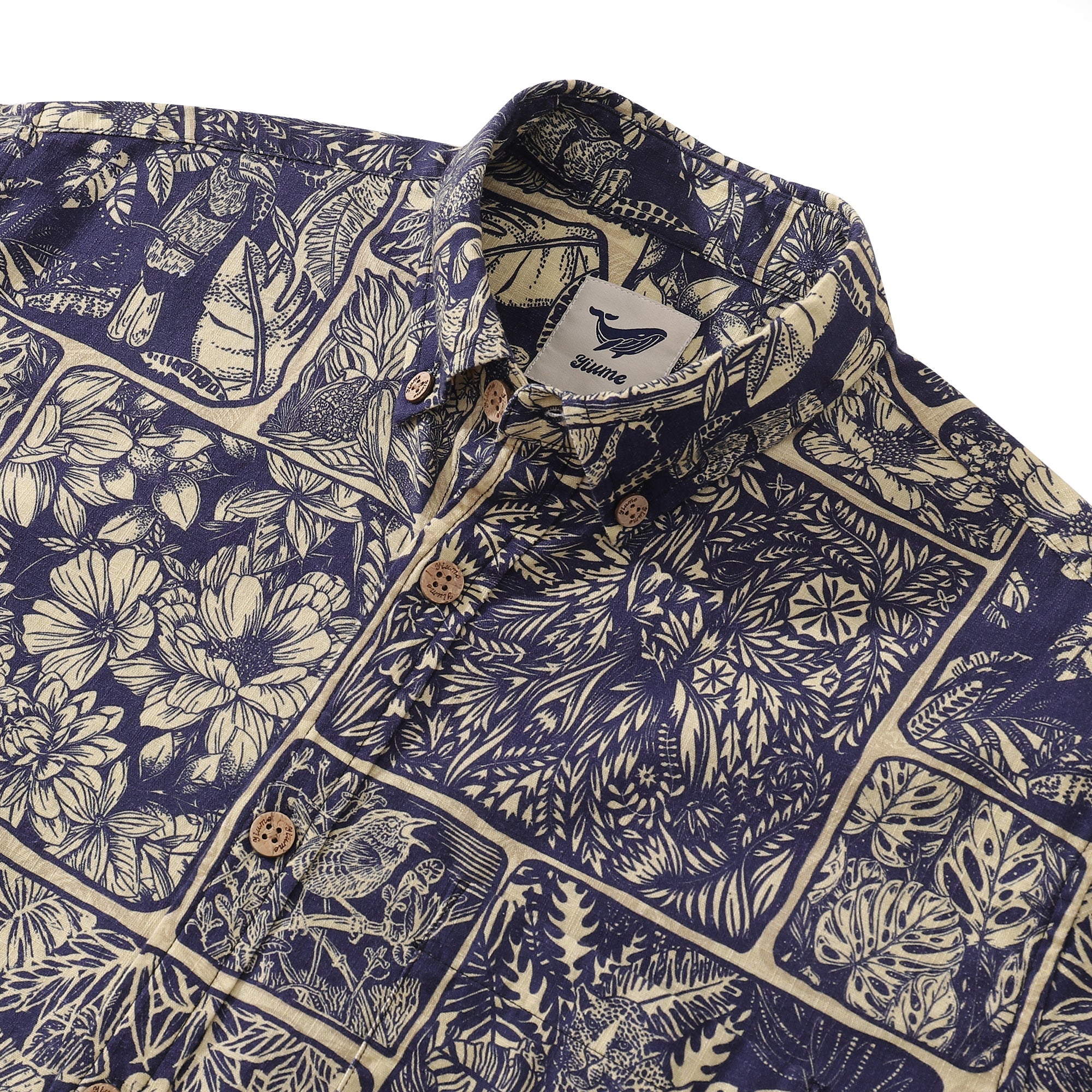 Men's Hawaiian Shirt Jungle Cotton Button-down Long Sleeve Aloha Shirt