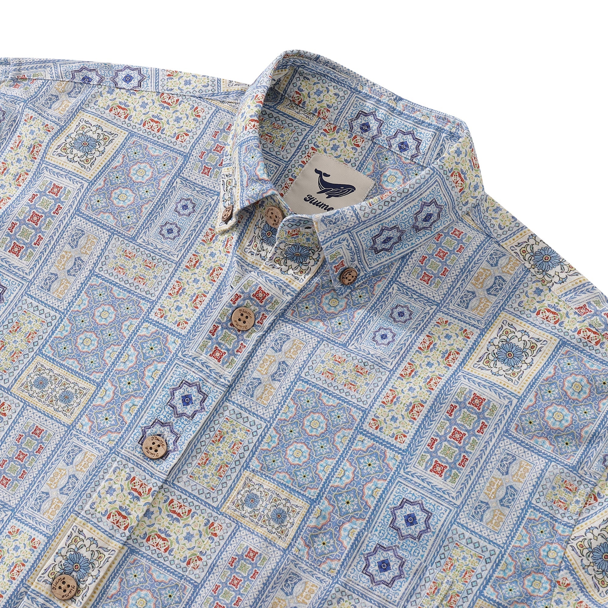 Men's Hawaiian Shirt Moroccan Mosaic Magic Cotton Button-down Long Sleeve Aloha Shirt