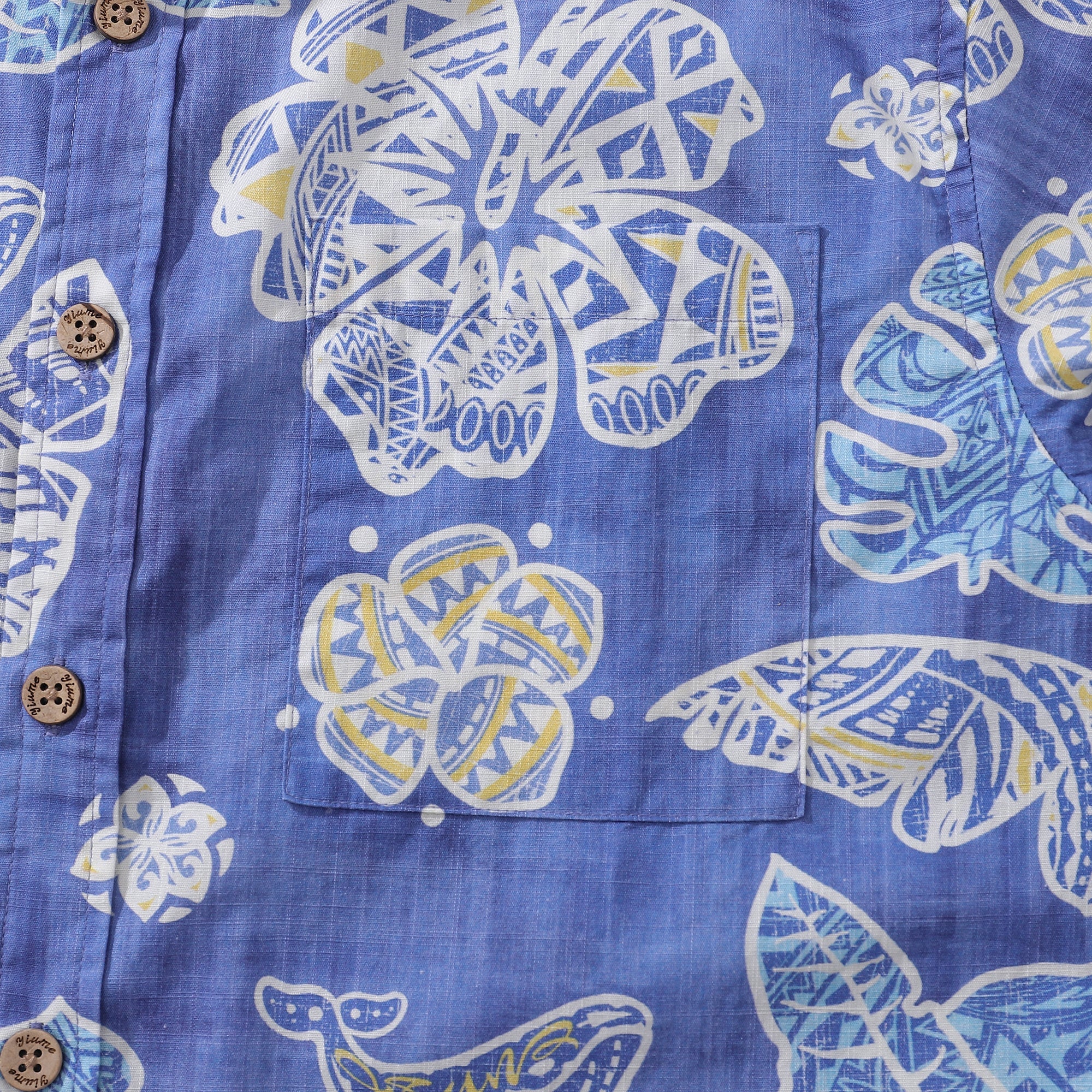 Men's Hawaiian Shirt Native Hawaiian Plants Cotton Button-down Short Sleeve Aloha Shirt