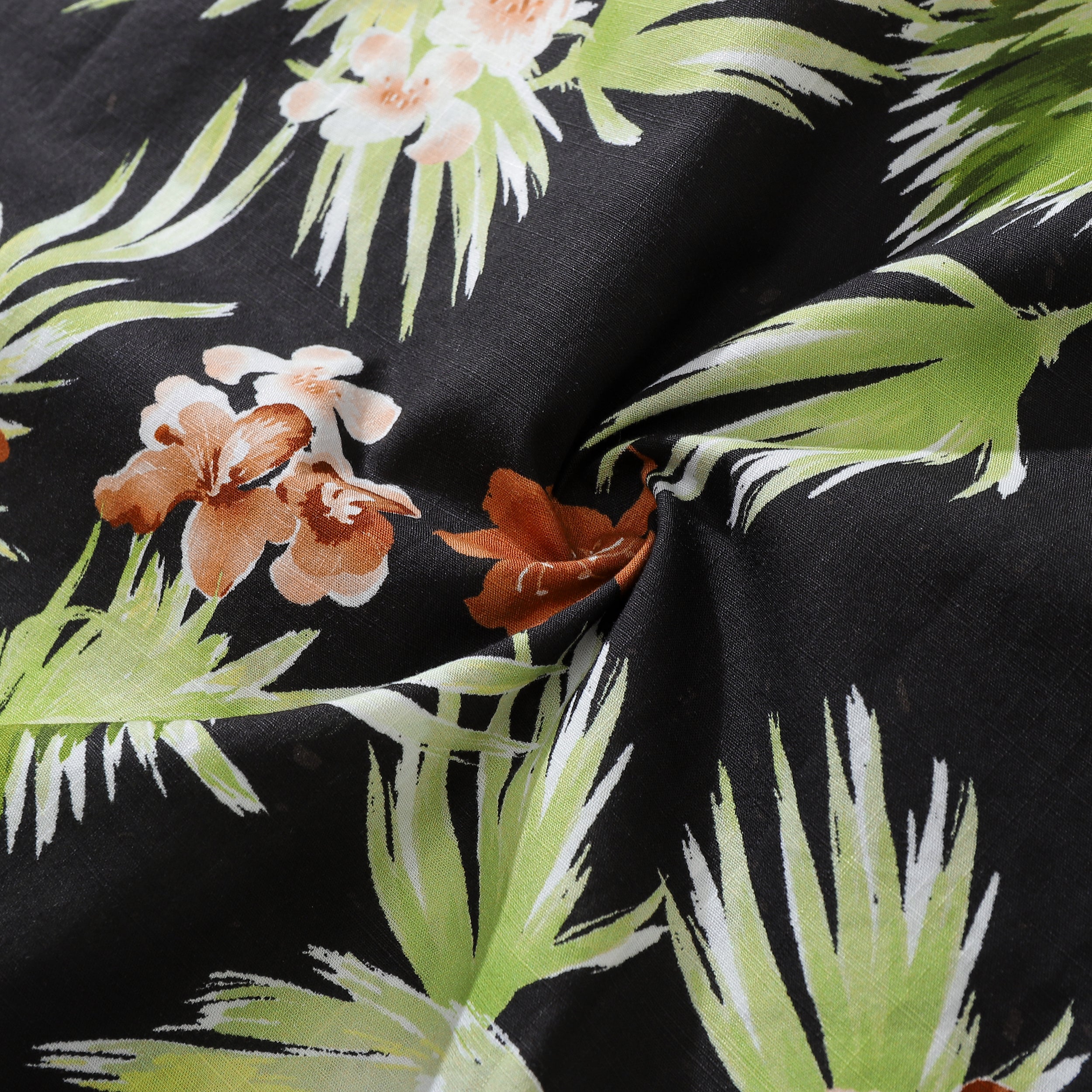 Hawaiian Shirt For Men Black Tropical Floral Print Cotton Short-sleeve ...