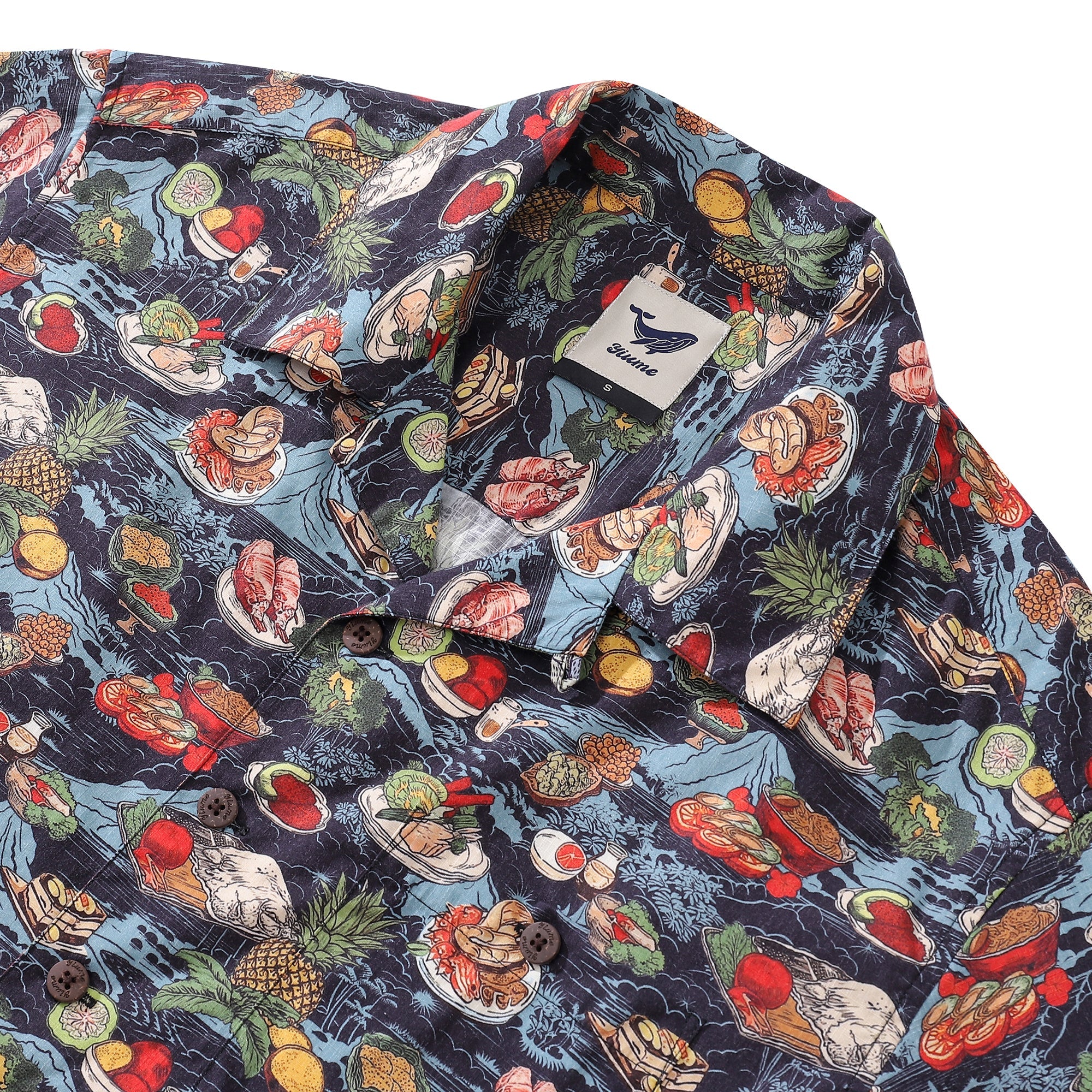 Thanksgiving Day Hawaiian Shirt For Men Thanksgiving feast Shirt Camp Collar 100% Cotton