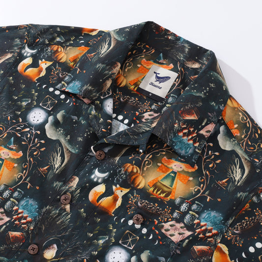 Halloween Hawaiian Shirt For Men The Spell By Francisca Reyes Shirt Camp Collar 100% Cotton