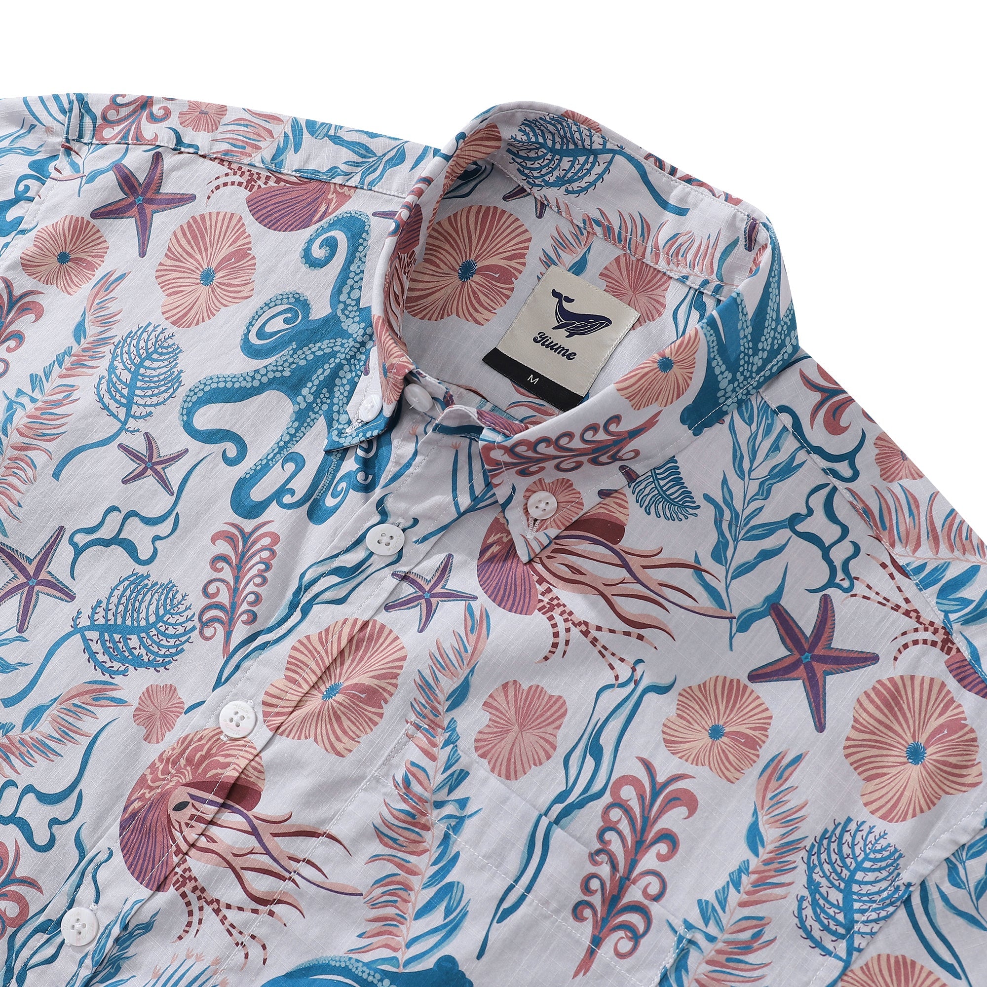 Men's Hawaiian Shirt Octopussy Print By Nina Leth Cotton Button-down Short Sleeve Aloha Shirt