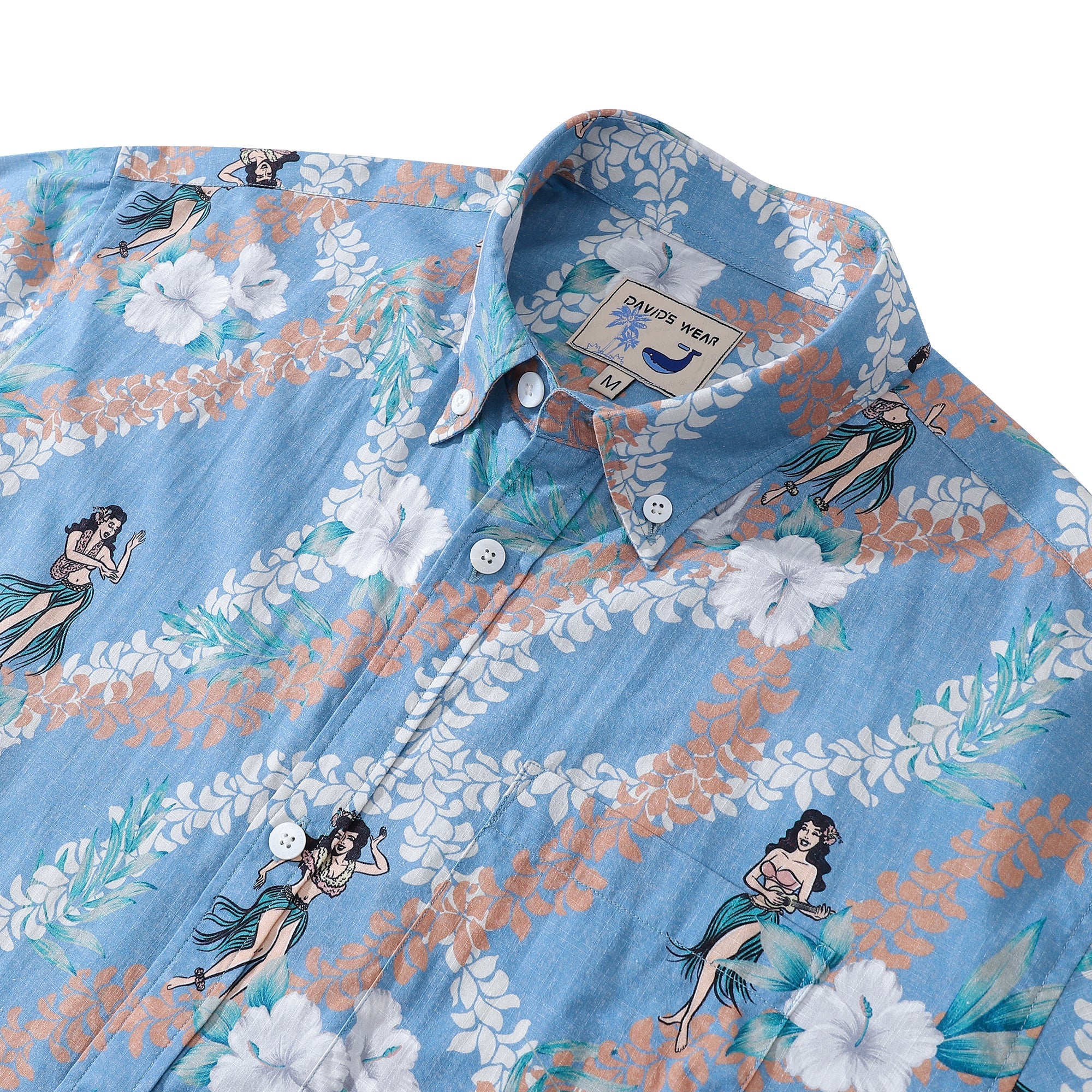 Hawaiian Shirt For Men Blue Short Sleeve Hawaii Hula Dance Print Designer Shirt