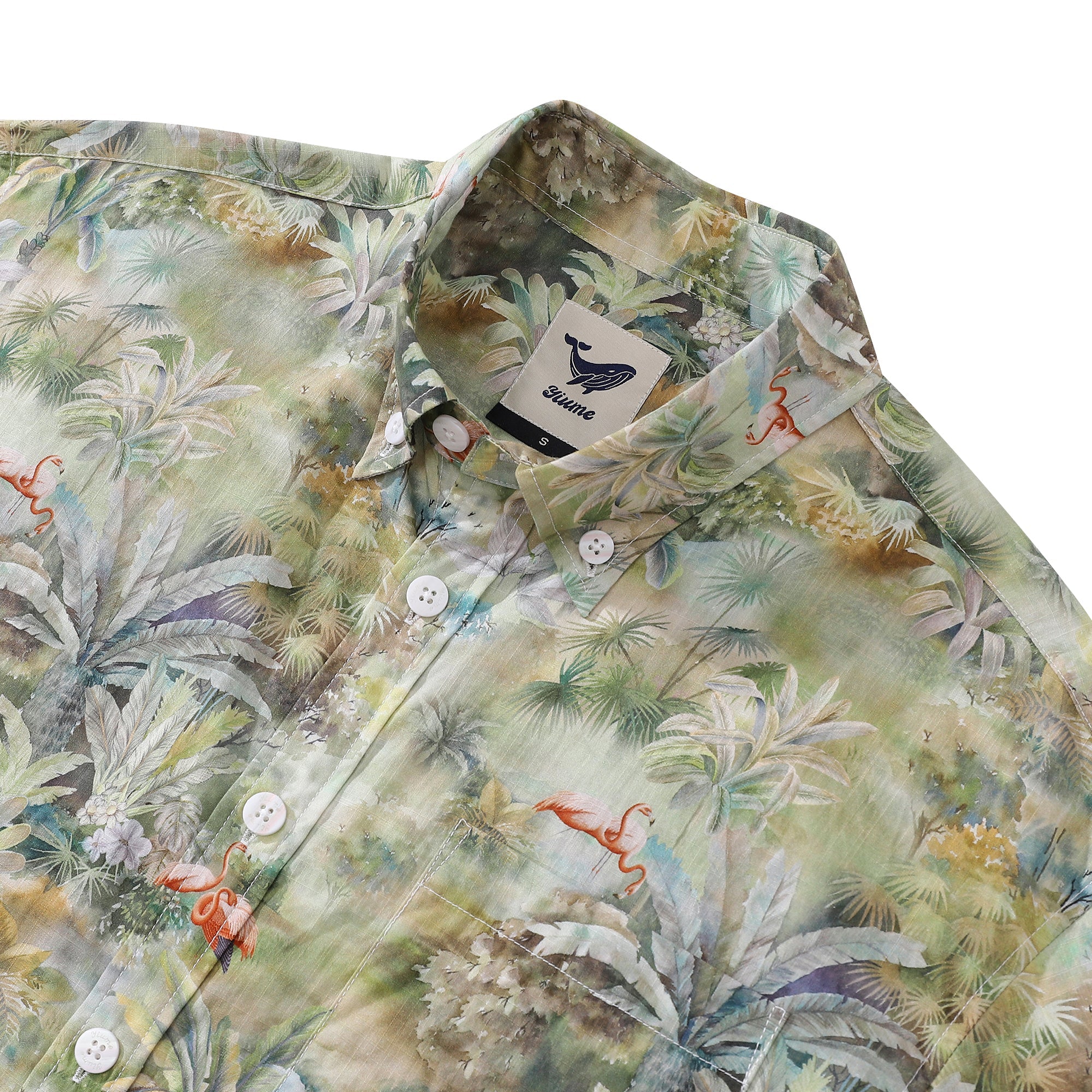 Men's Hawaiian Shirt Exotic Charm Print Cotton Button-down Short Sleeve Aloha Shirt