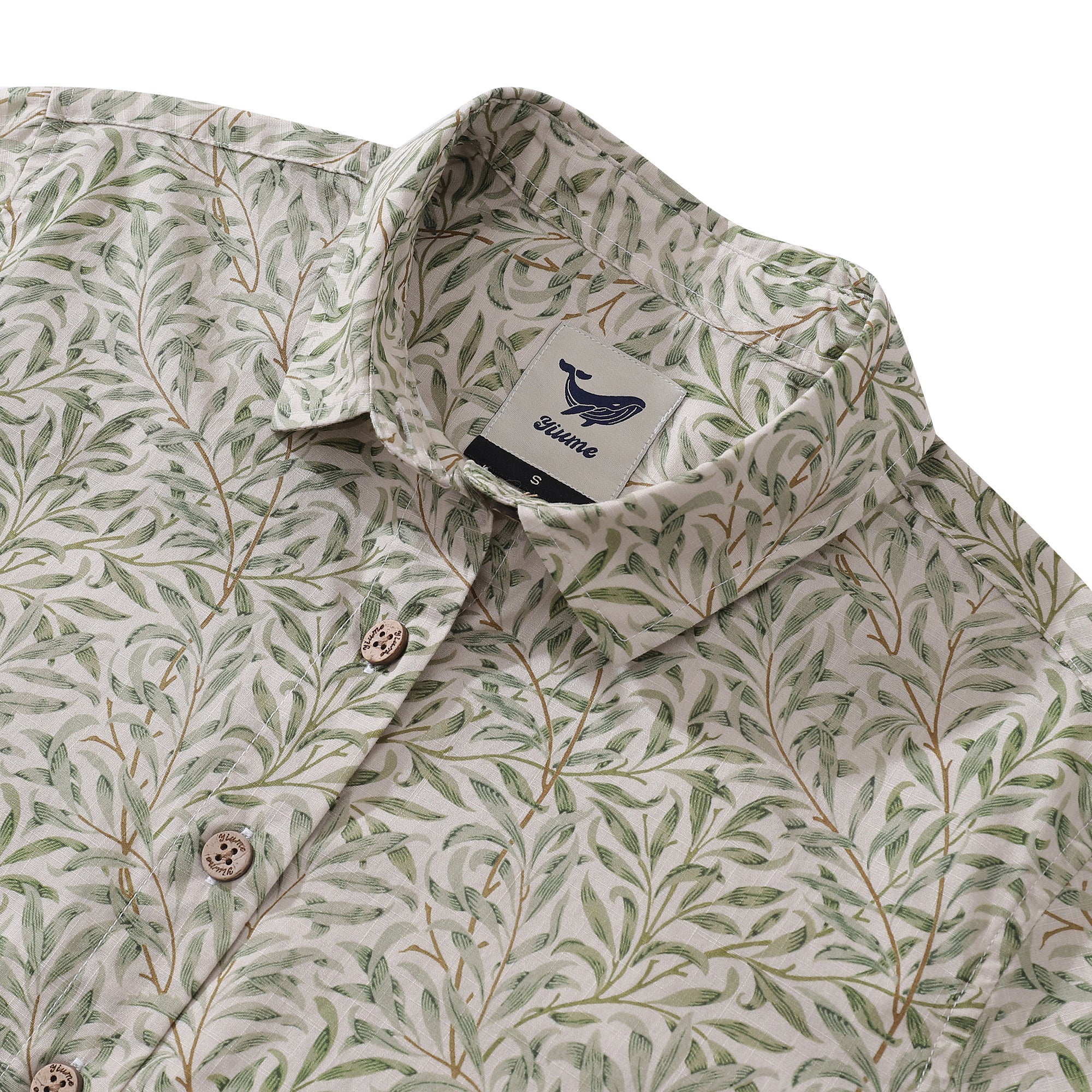 Women's Hawaiian Shirt Willow Print Cotton Button-down Short Sleeve