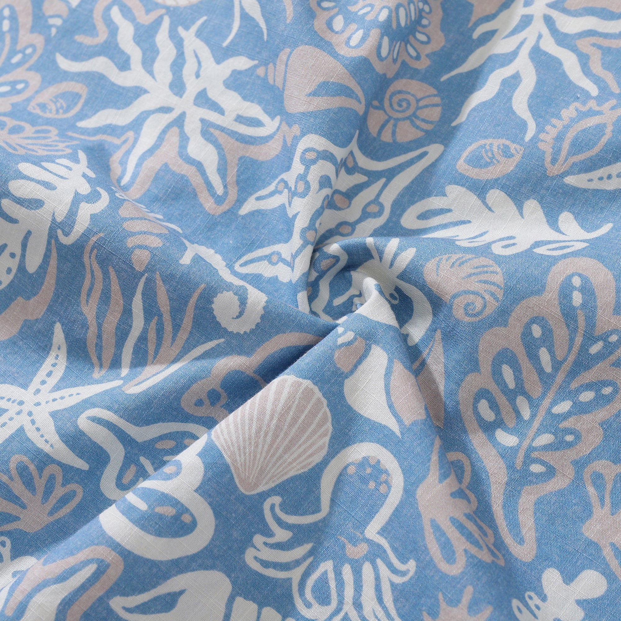 Cotton Hawaiian Shirts Australia for Men Oceanic Silhouette Print 100% Cotton Short-Sleeved - Blue
