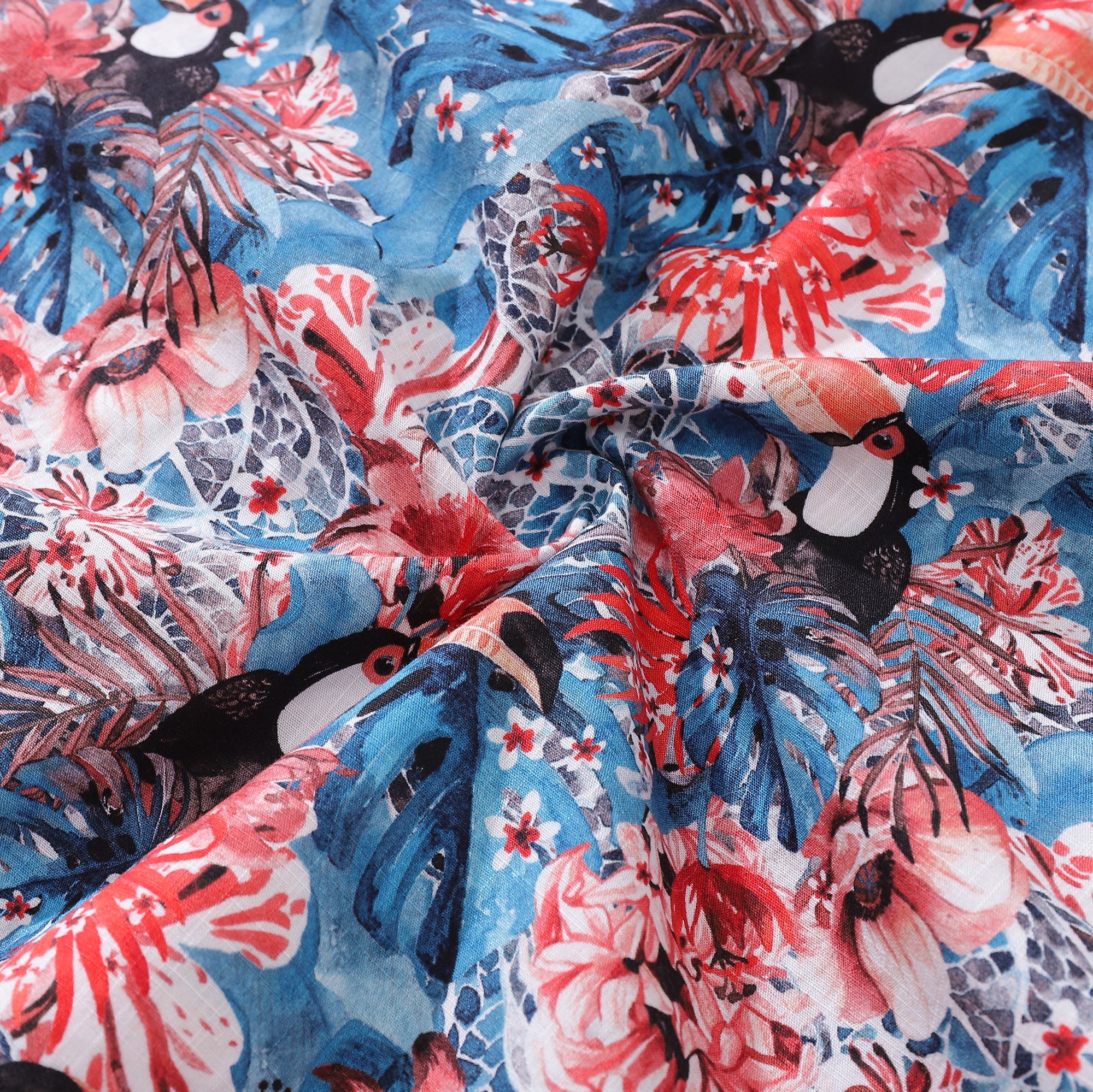 Men's Hawaiian Shirt Exotic Toucan Print By Maya Fatha Cotton Button-down Short Sleeve Aloha Shirt